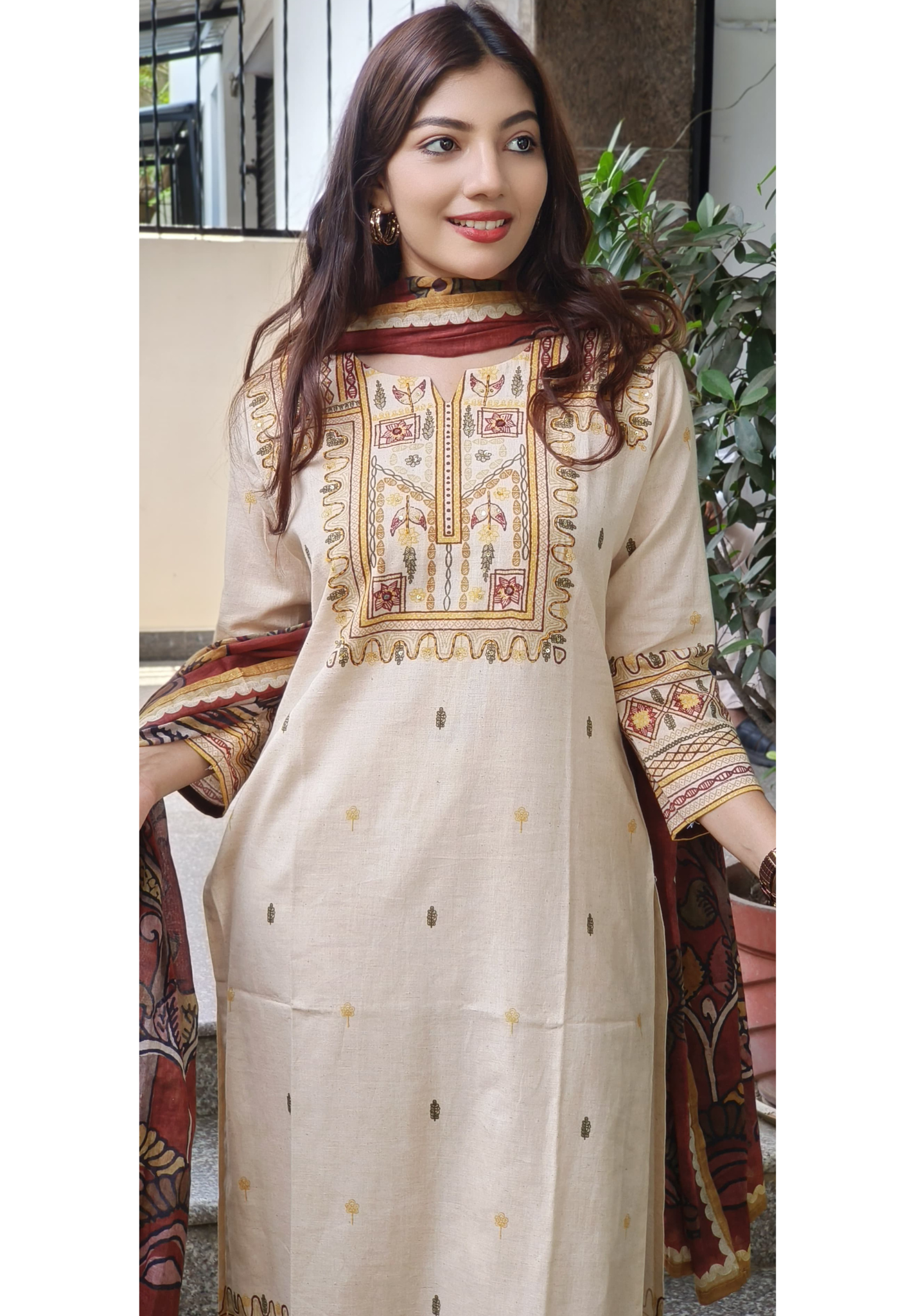 Embroidered Cotton Full Suit Set