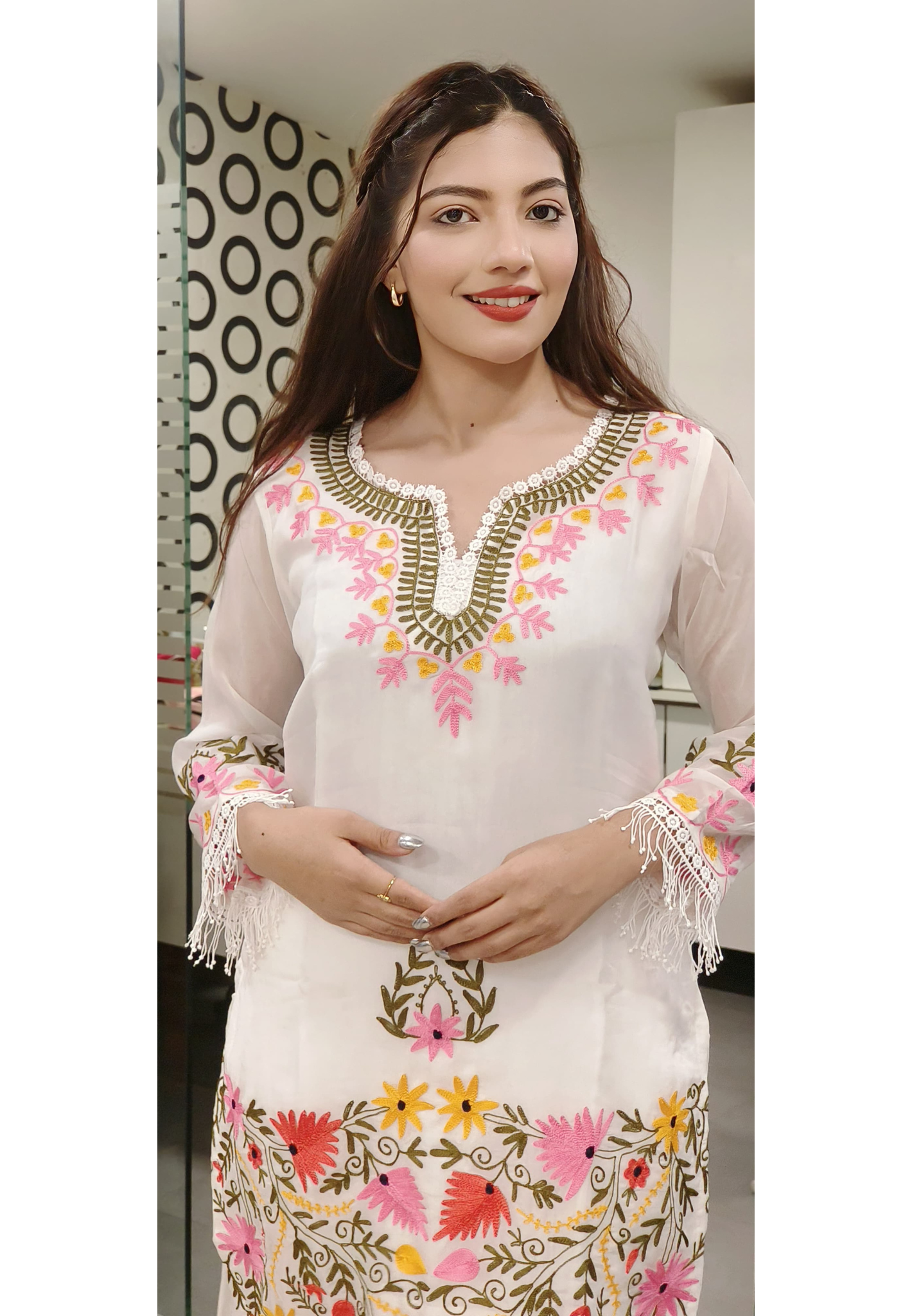 Chikankari Embroidered  Organza Only Kurti -9045 Dispatching After 15 Days