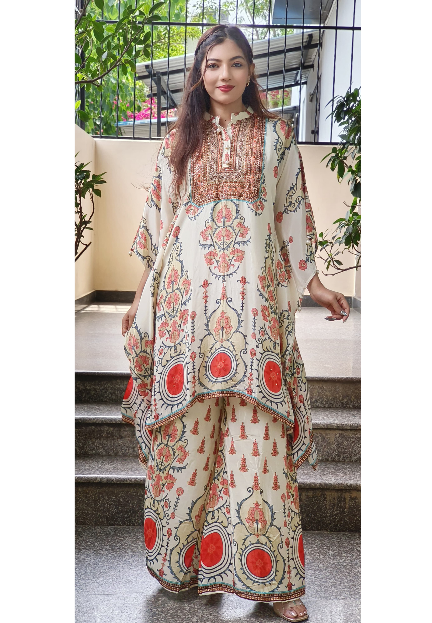 Crepe Digital Printed Kaftan Suit-9100