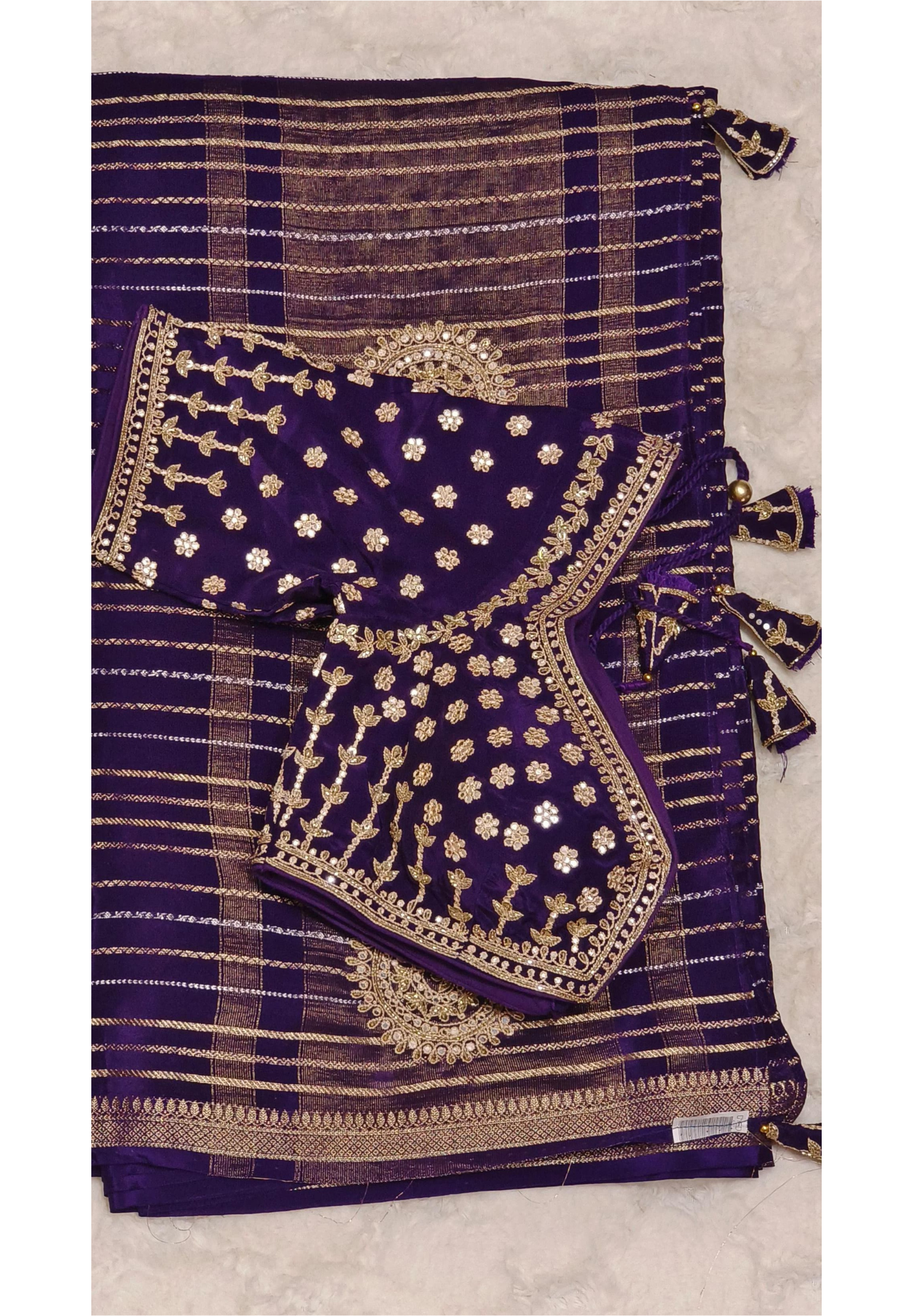 Designer Embroidered Pitten Work Silk Designer Saree