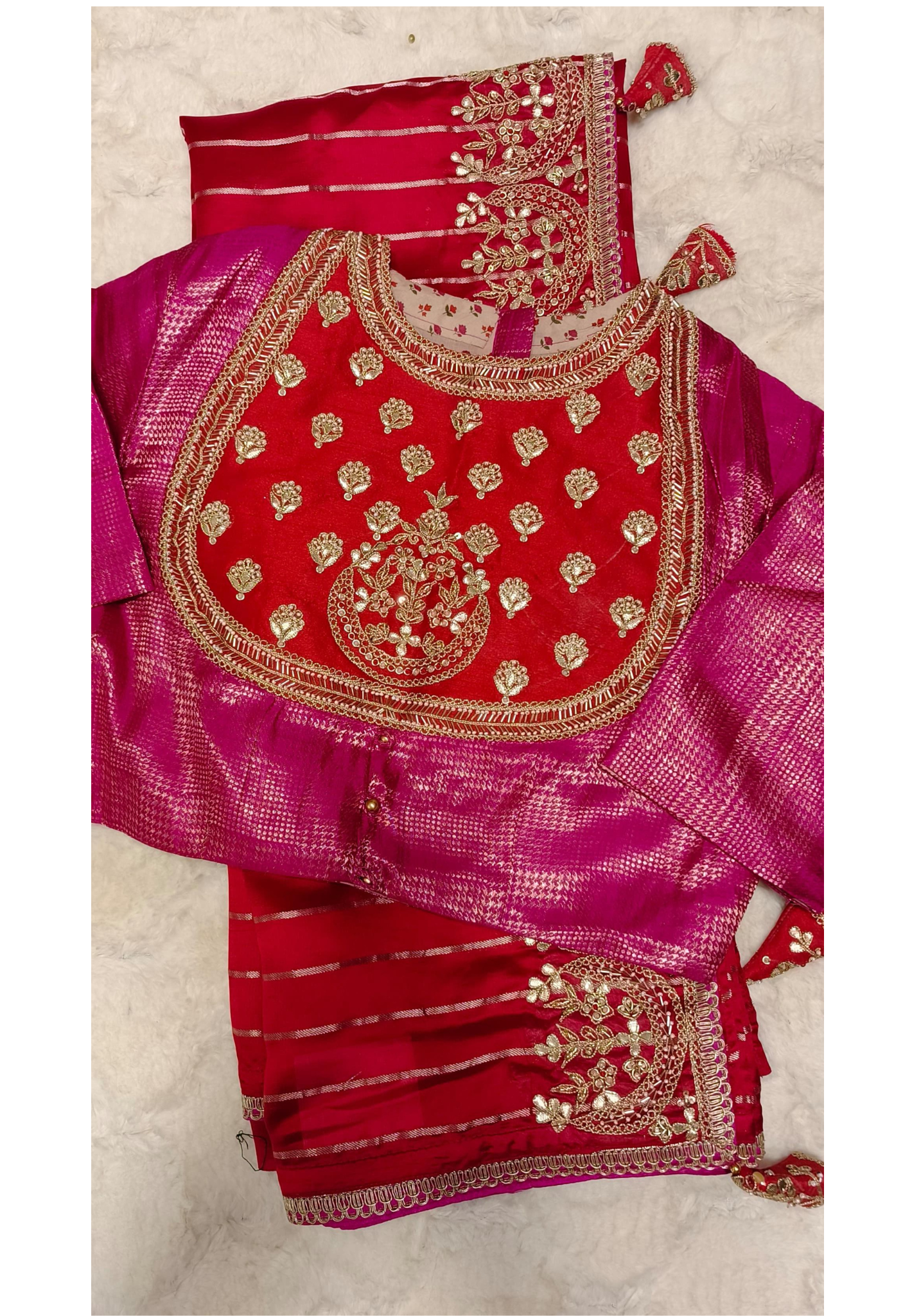 Heavy Zari Work Dupian Silk Designer Saree With Stiched Padded Blouse