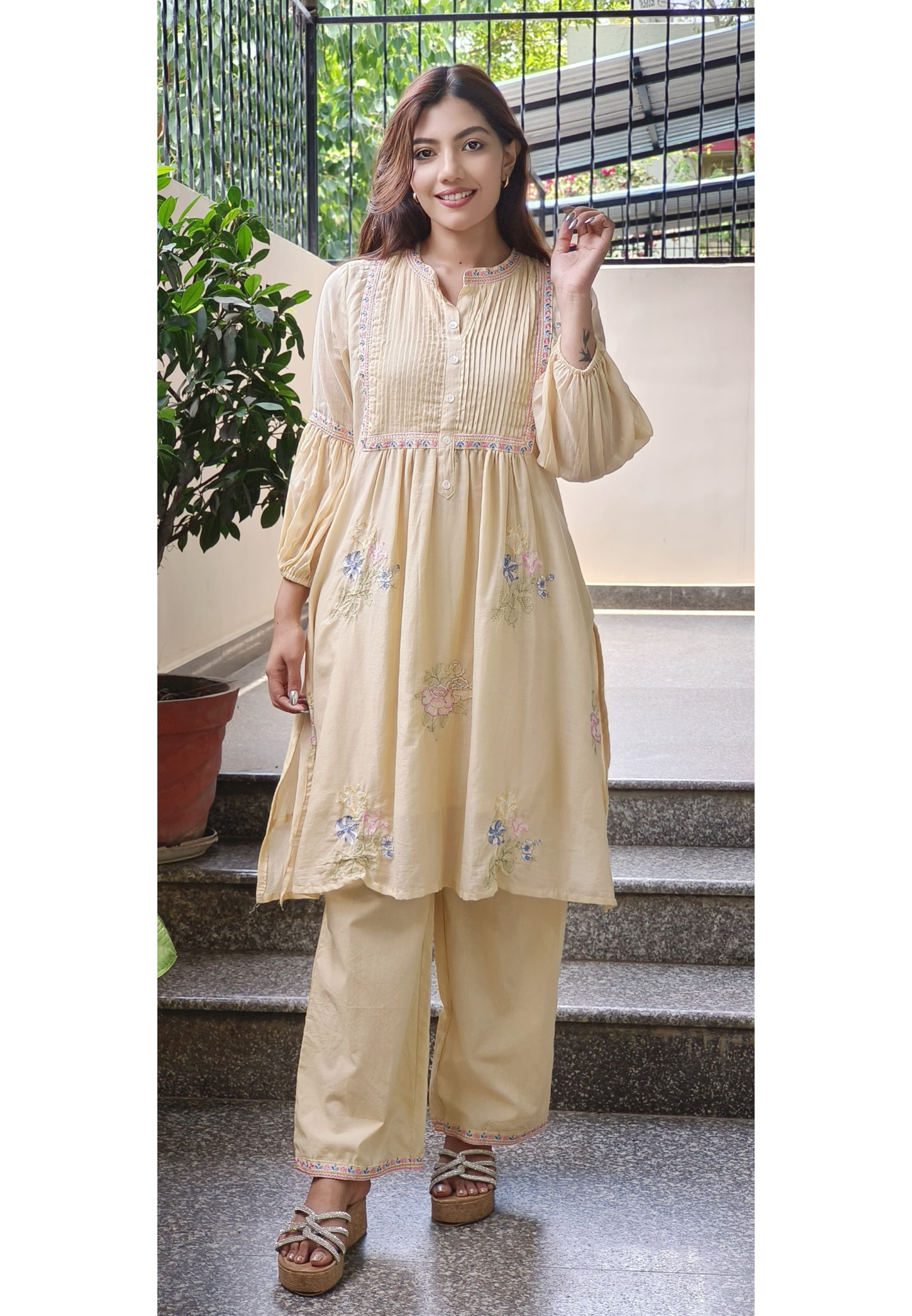 Mul Cotton Embroidered Summer Color Kurta Pant-9596,9597,9595,9599