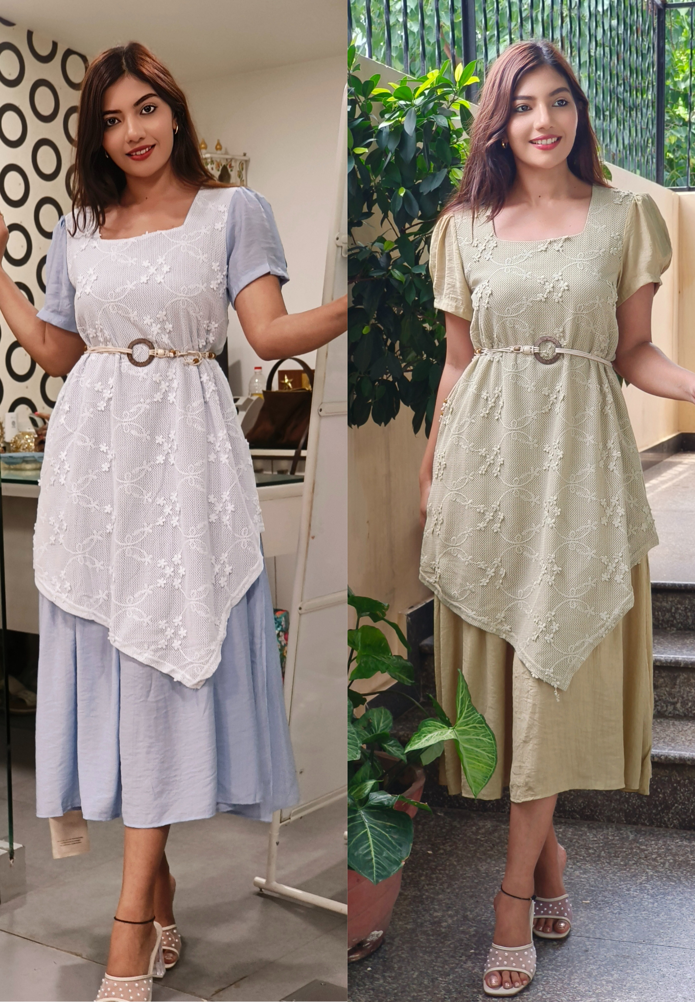 Beautiful Double Layered Floral Frock