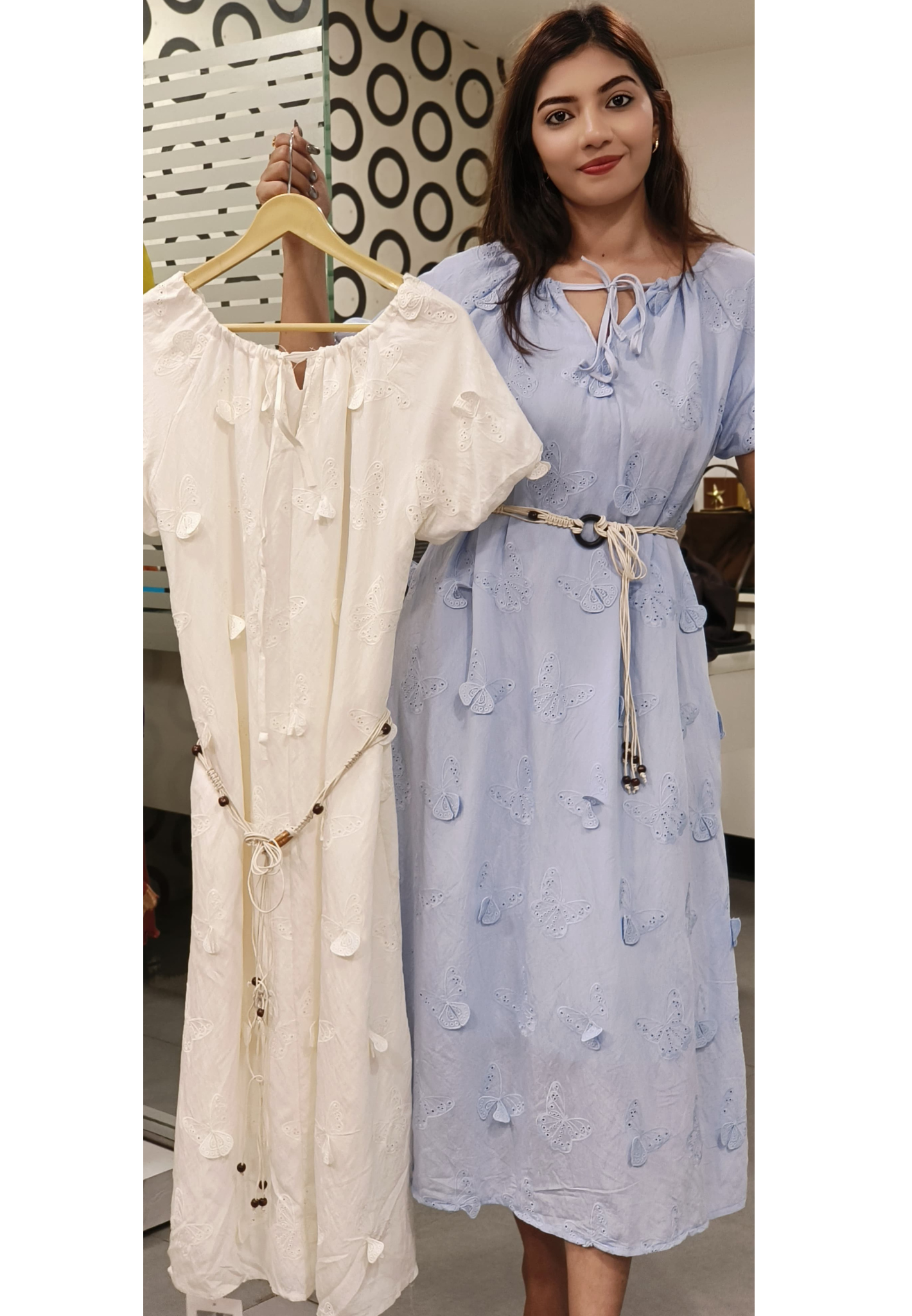 Summer Breeze Embroidered  Butterfly Bliss Bardot Dress