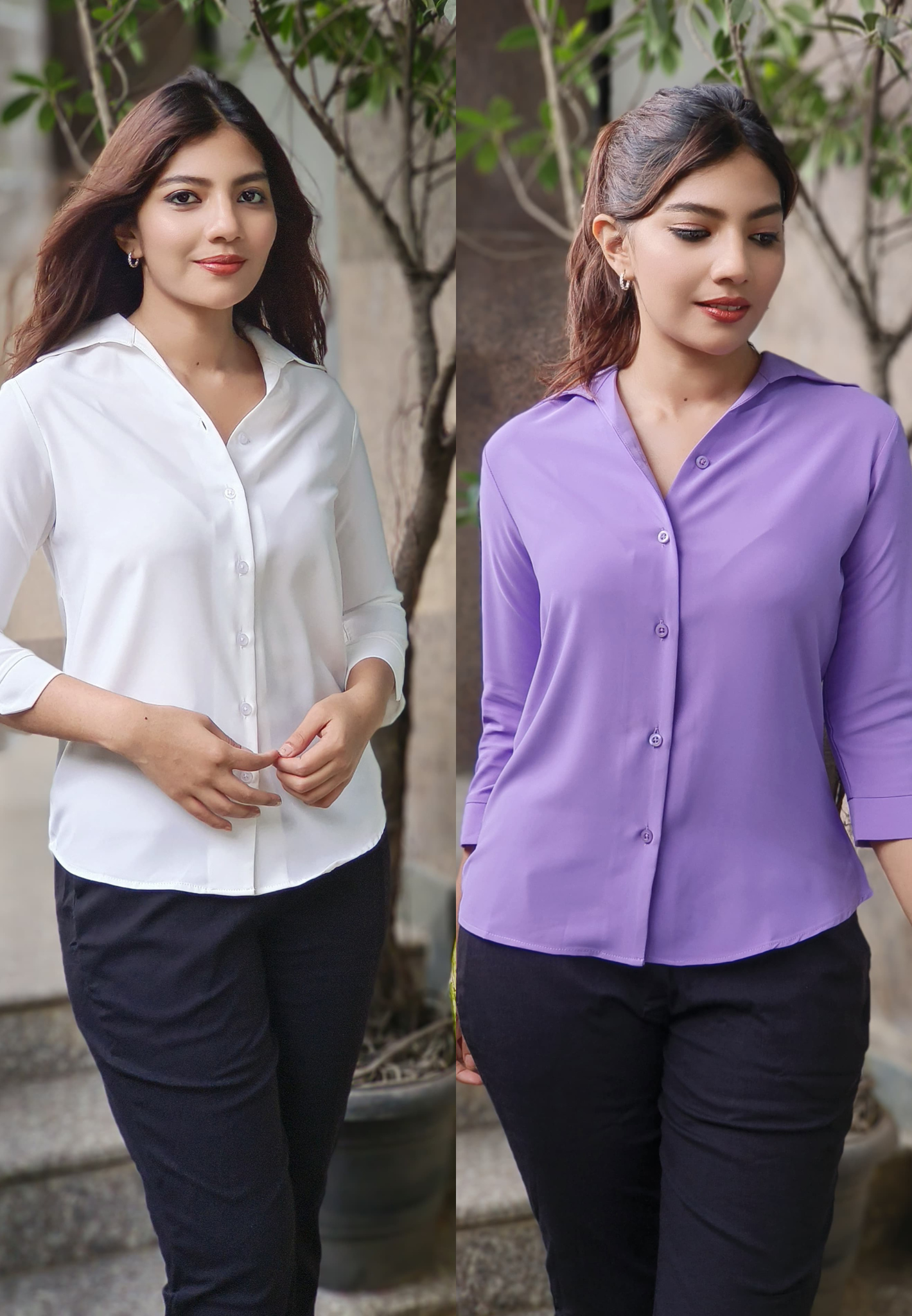 Solid Shade Imported Fabric Three Fourth Regular Collared Shirt