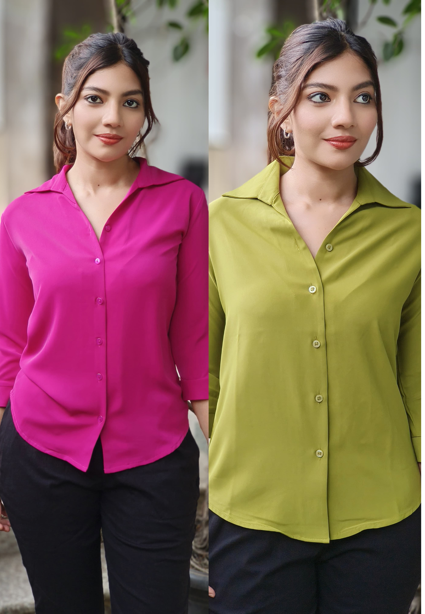 Solid Shade Imported Fabric Three Fourth Regular Collared Shirt