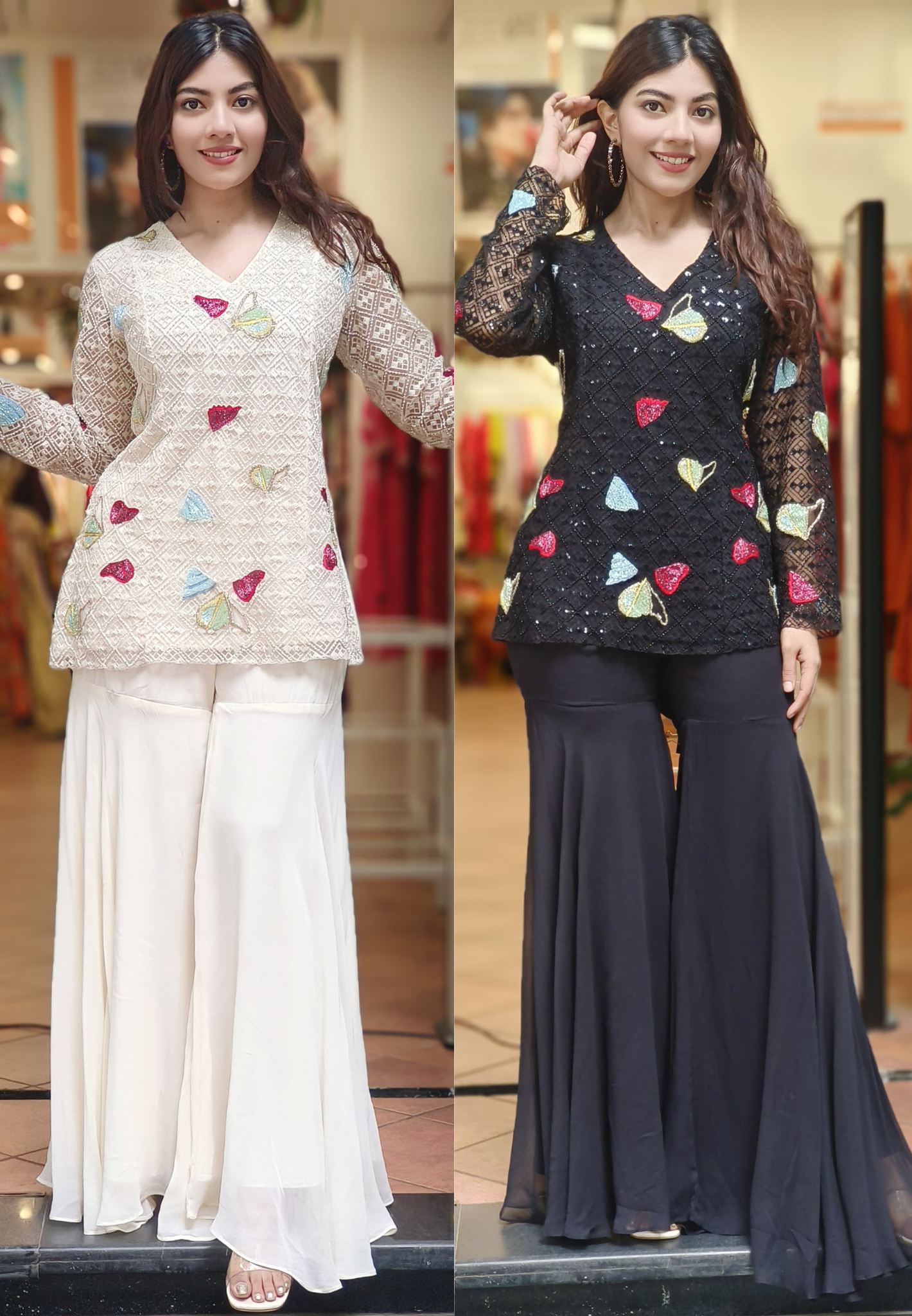 Cut Dana Stylish Top With Loose Palazzo Bottom