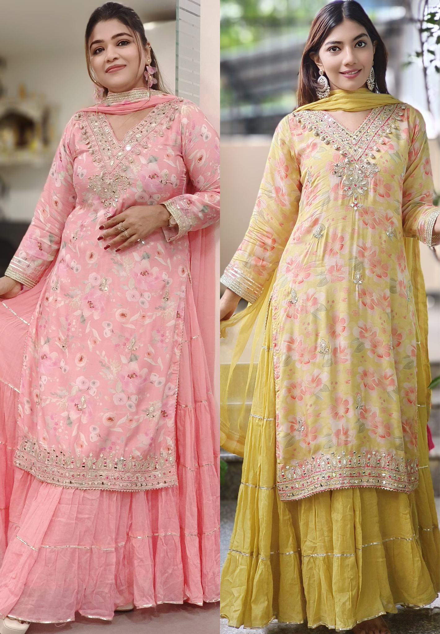 Soft Glamour Light-Toned Layered Gown with Subtle Embroidery