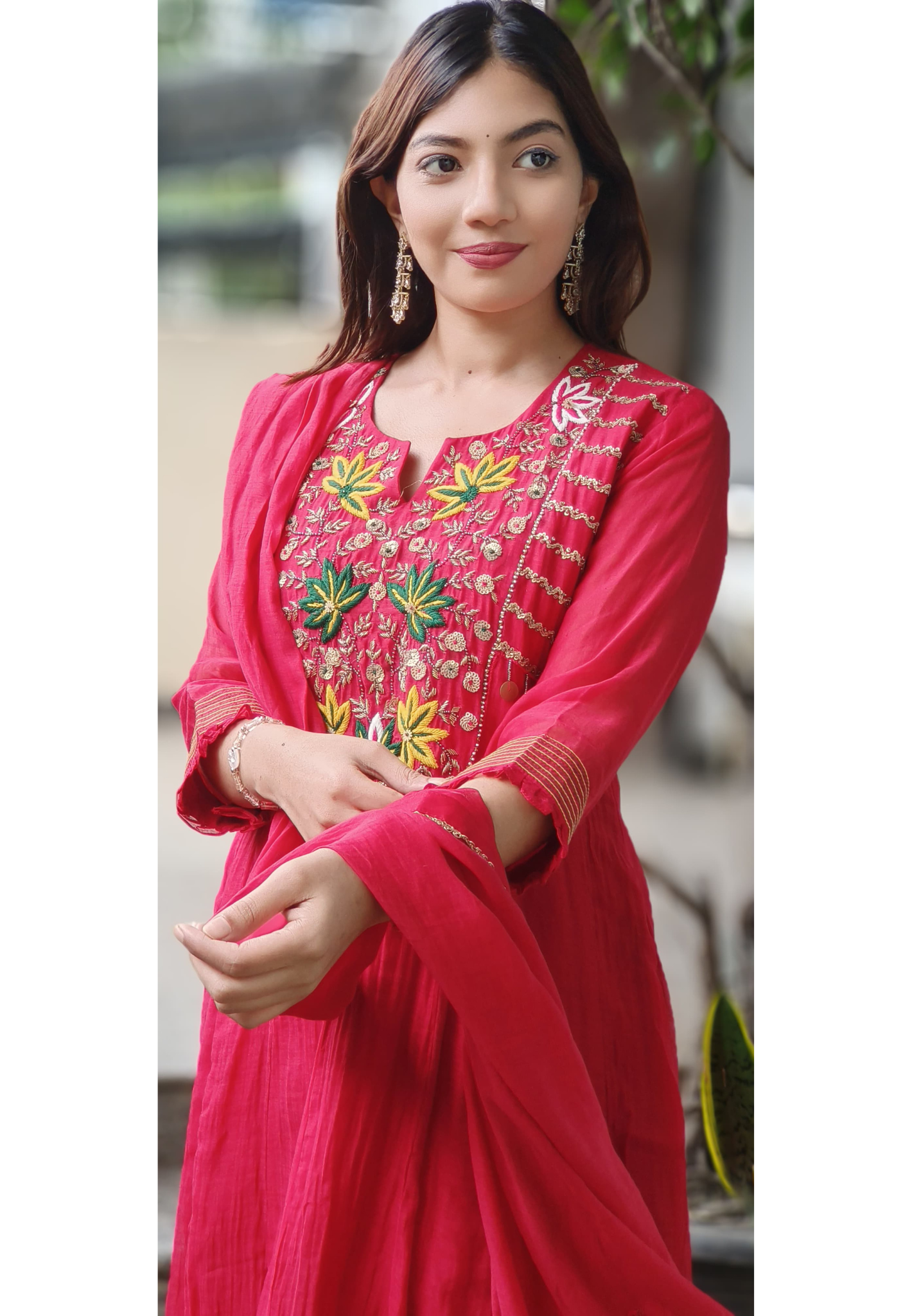 Zardosi Heavy Front Embroidery Work A-Line Suit Set With Dupatta