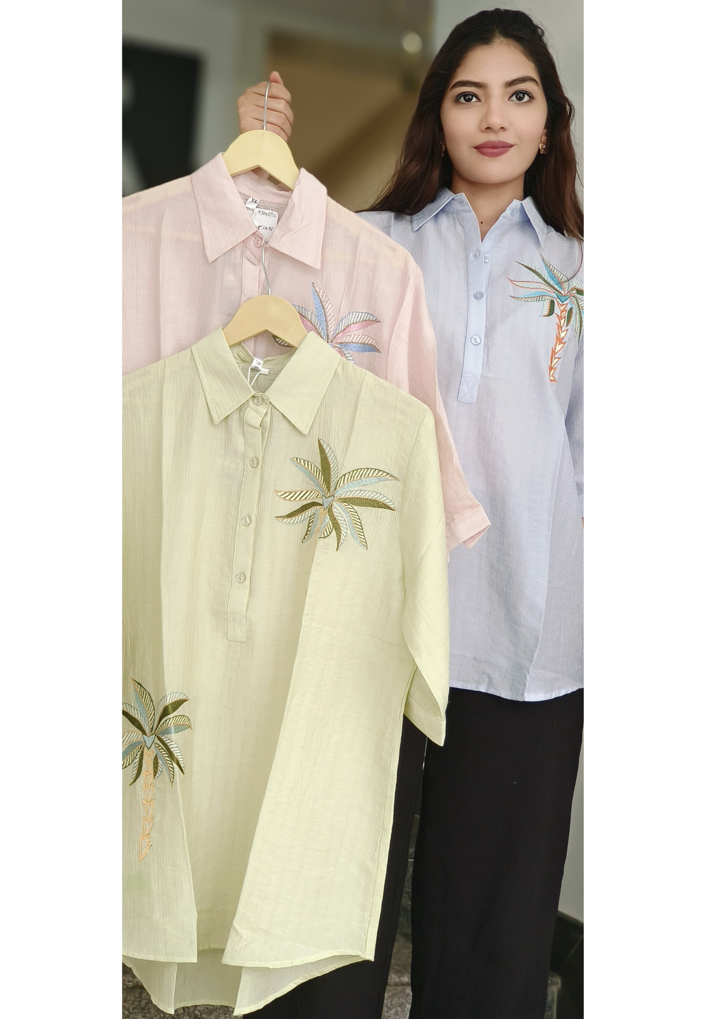 Tropical Breeze Embroidered Casual Shirt