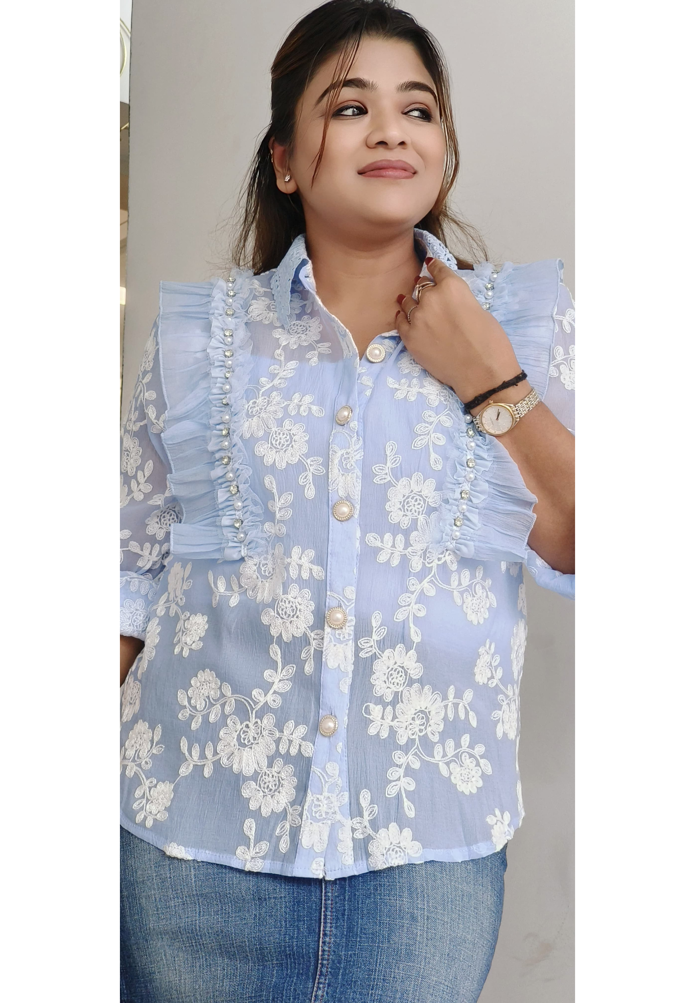 Pearl Blossom Lace Shirt