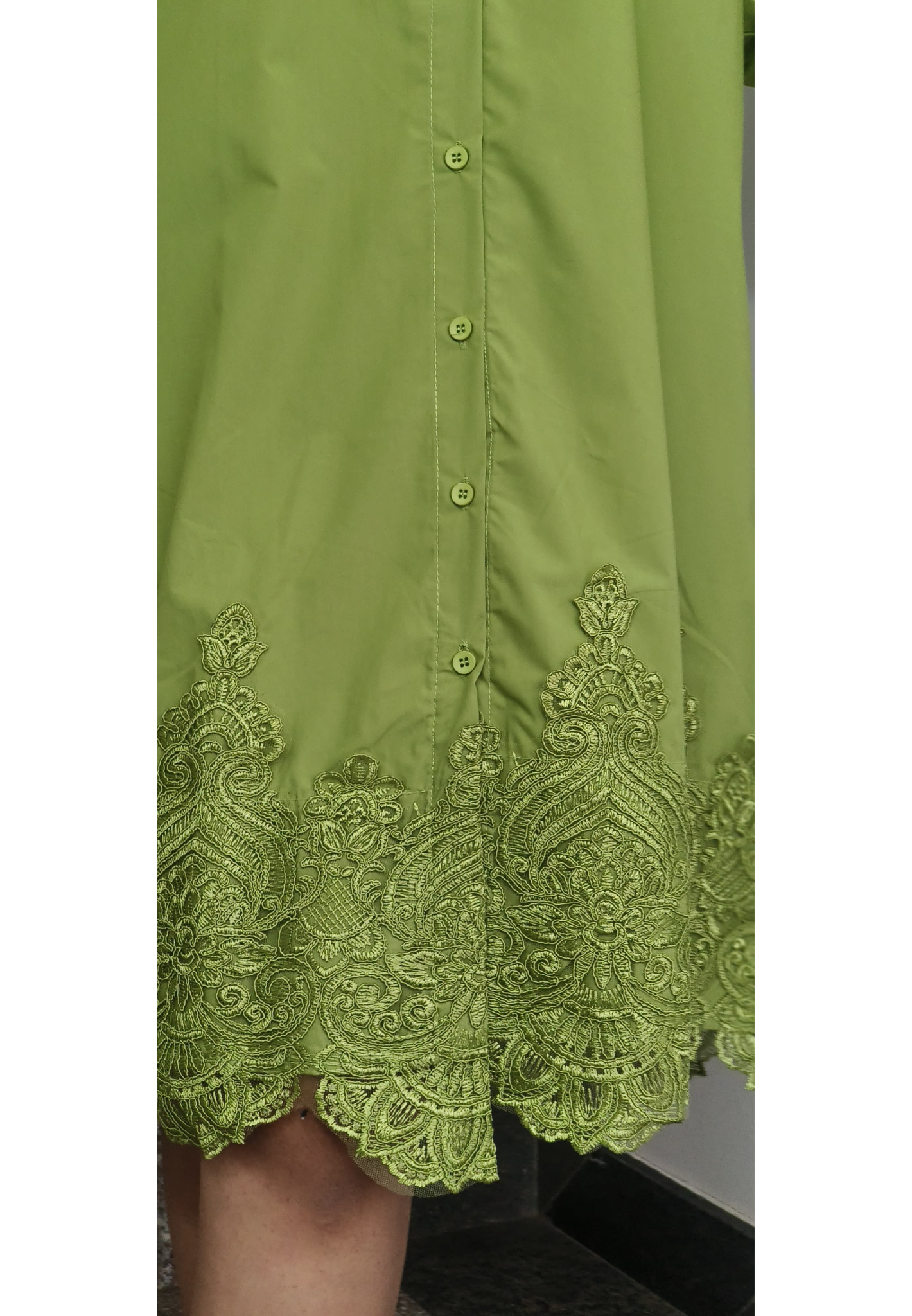 Graceful Olive Collared Shirt Look Dress