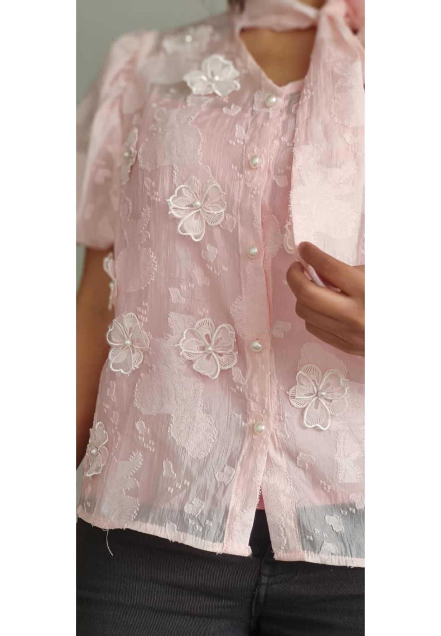 Organza Popped Flower Ethereal Top