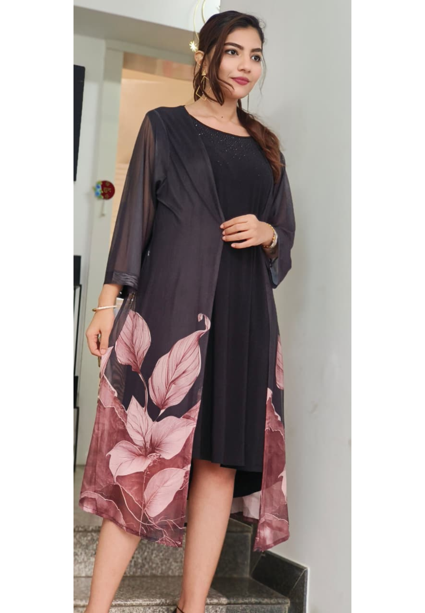 Twilight Pair Long Top With Petal Shrug