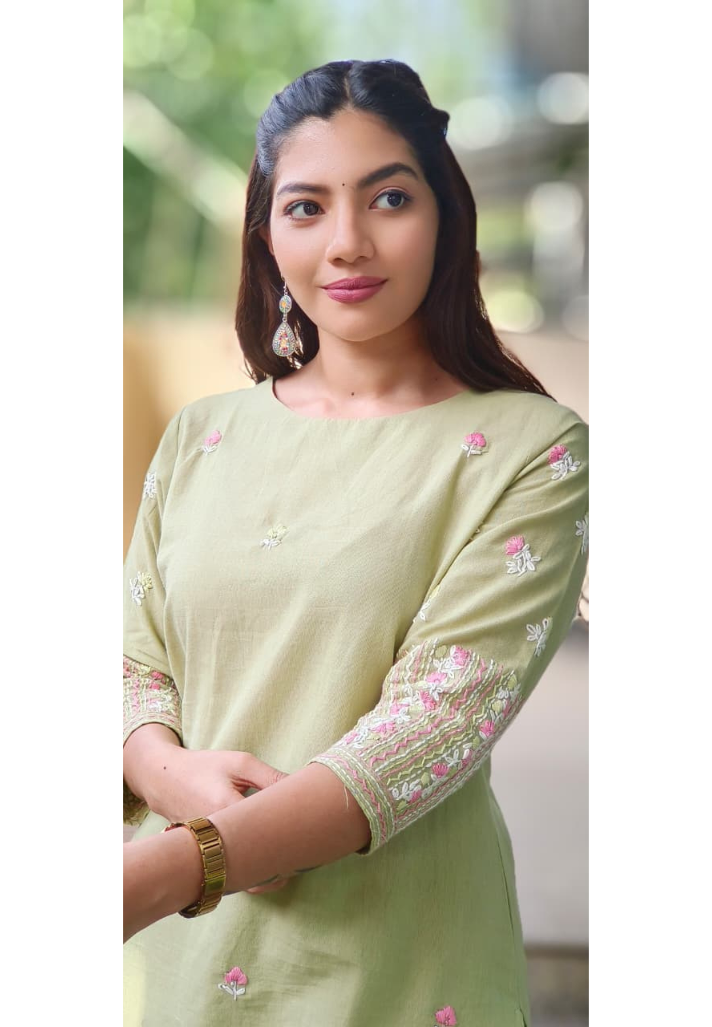 Pastel Elegance Floral Embroidery Kurta Pant Set