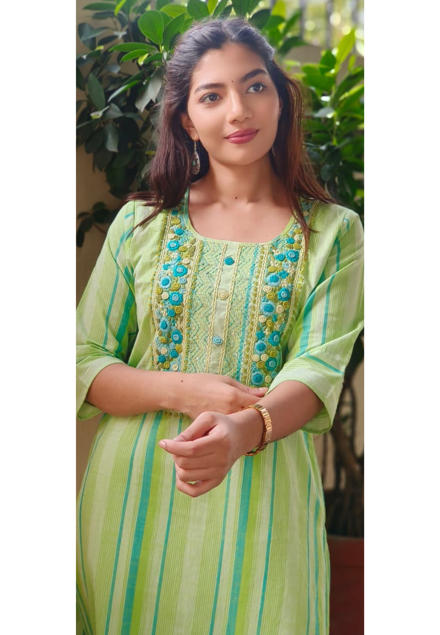 Embroidered Yoke Flex Cotton Kurti Only- 10621