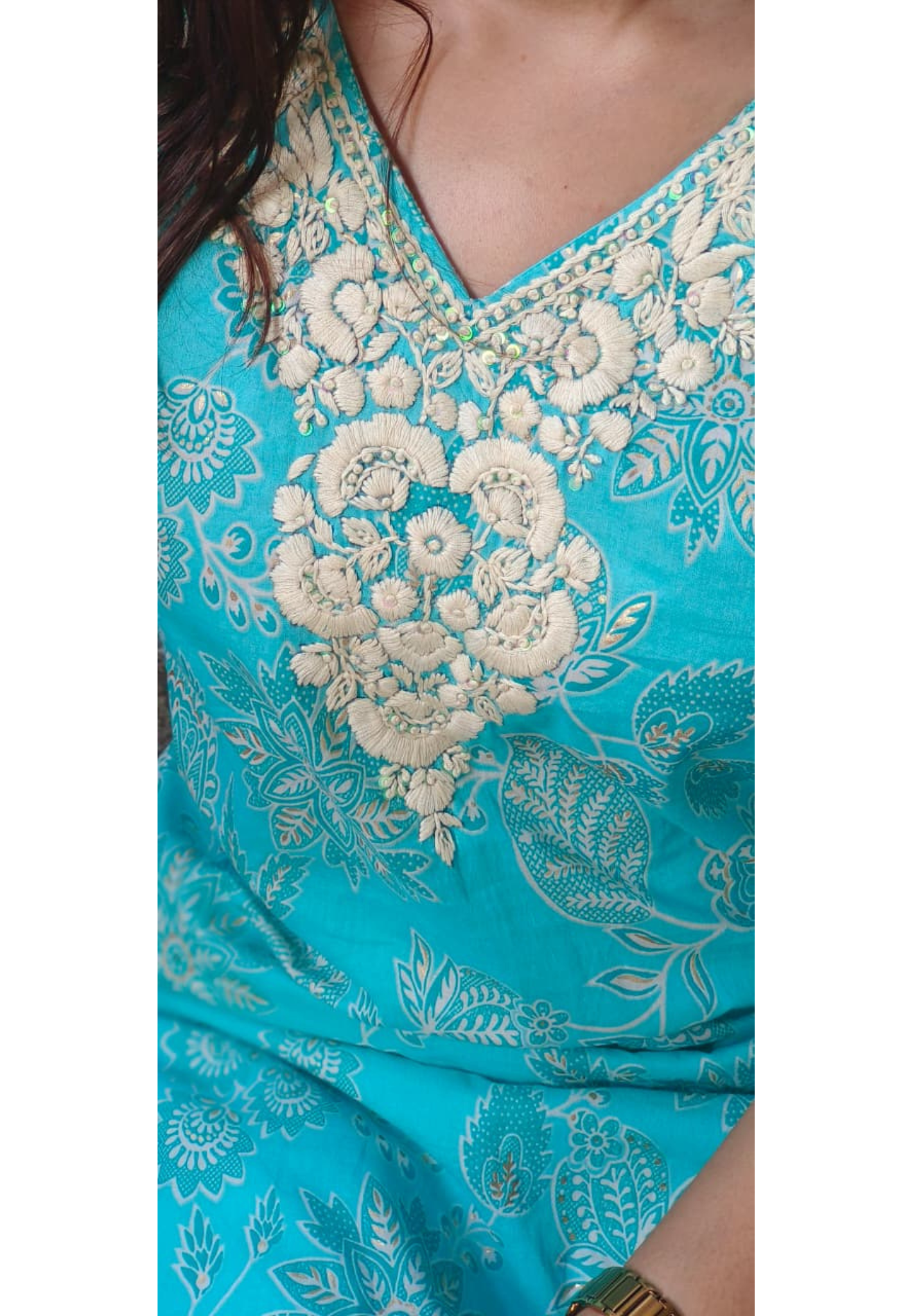 Thread Embroidered Graceful Kurti Only
