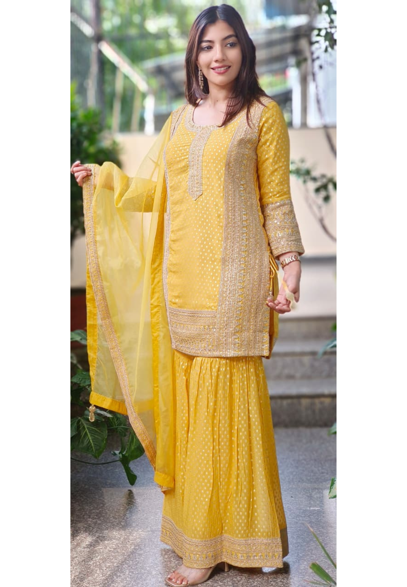 Zardosi Work With Slight Banarasi Look Sharara Full Suit Set With Dupatta- 10637