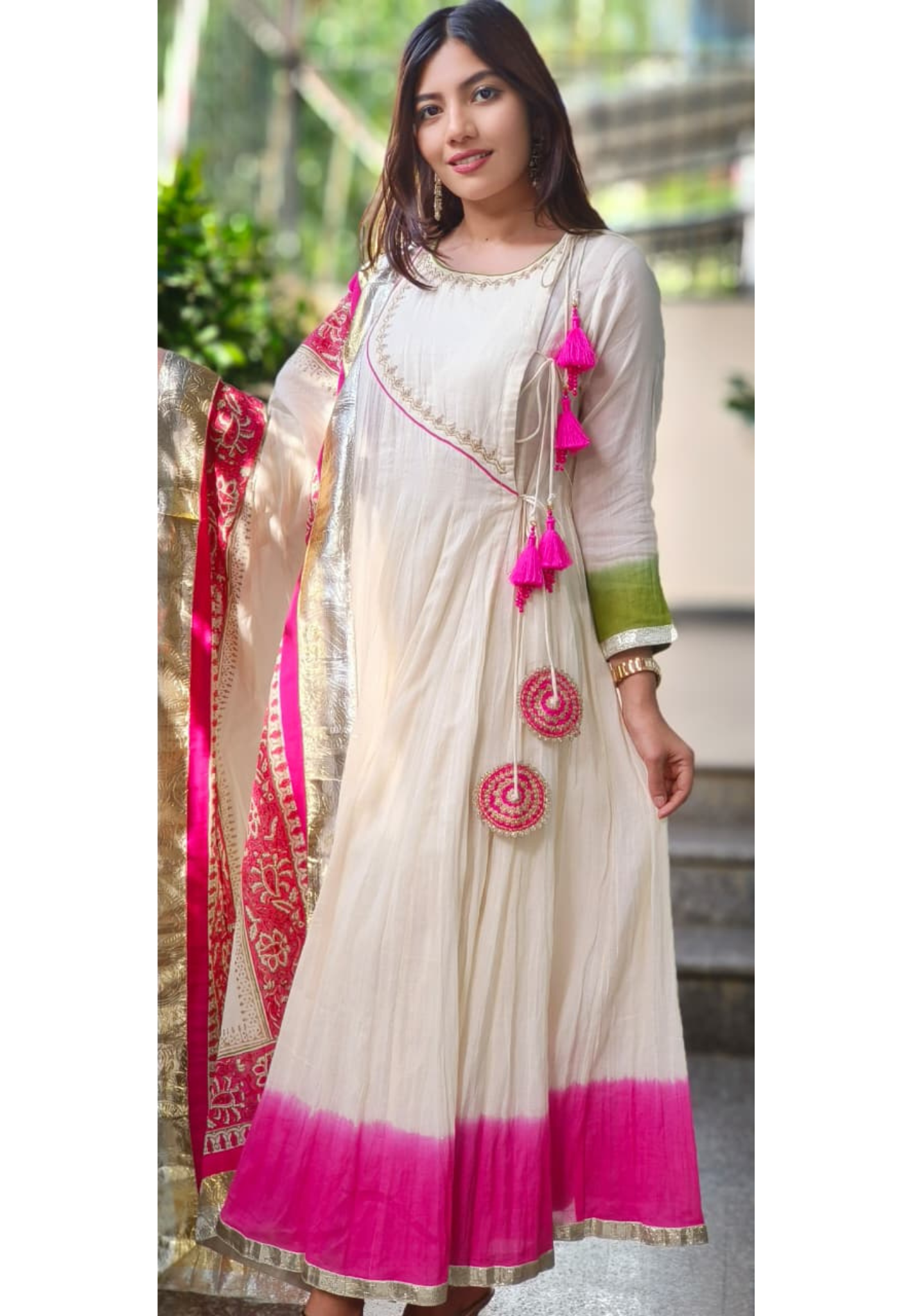 Angrakha Style Zarina Blush Gulabi Noor Anarkali