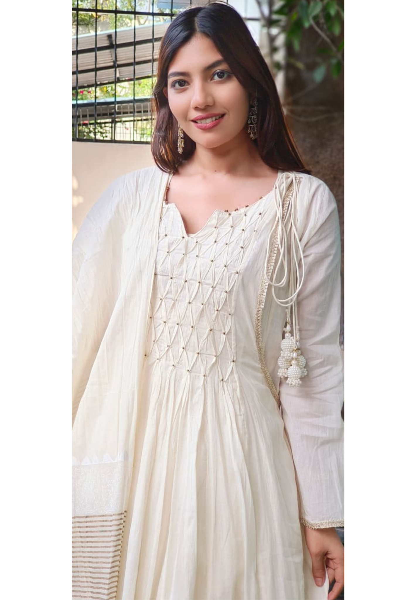 Soft Look Beautiful Gold Touch Cotton Anarkali Suit With Dupatta- 10611