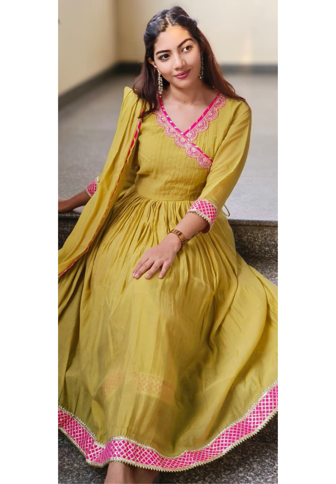 Gotta Angrakha Style Classic Pastel Shade Chanderi Full Suit Set 10393 hu