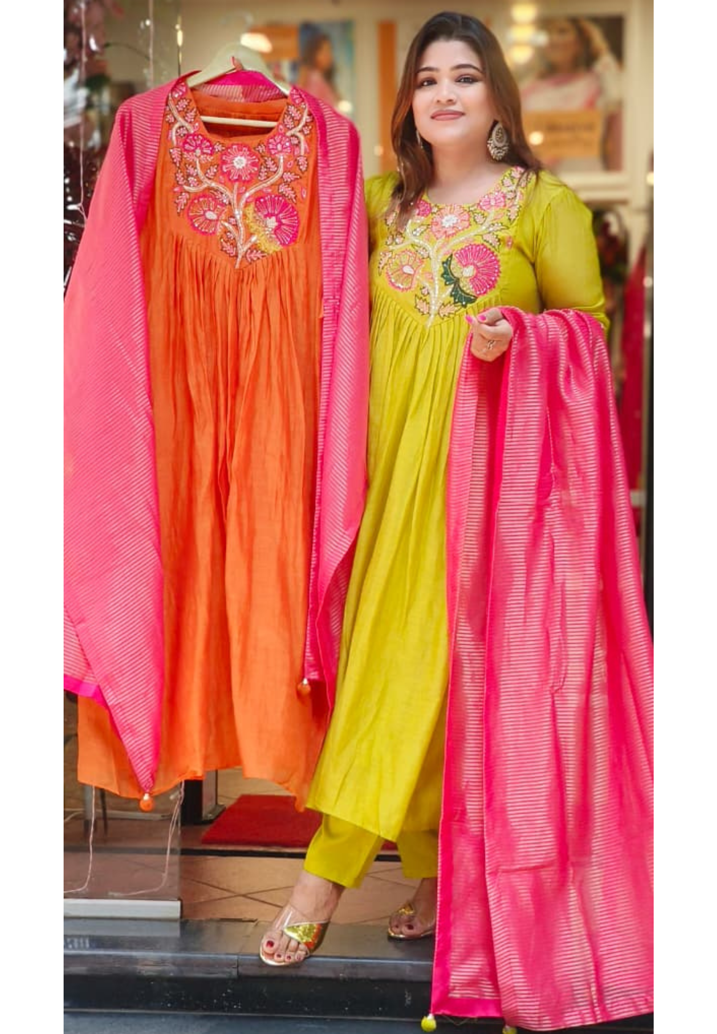 Mul Chanderi Front Handwork Embroidery Full Suit Set With Dupatta
