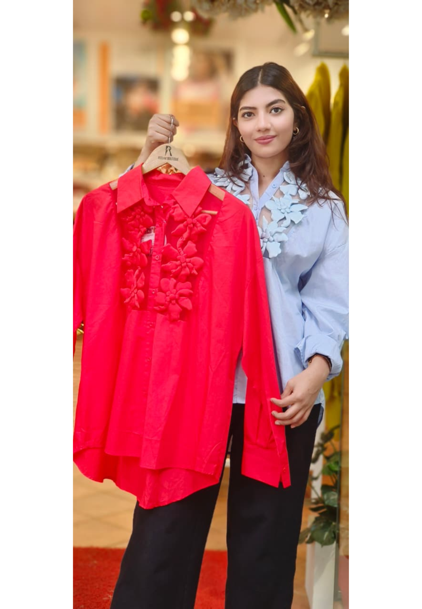 Collar Shirt Flower  Patch Western Shirt
