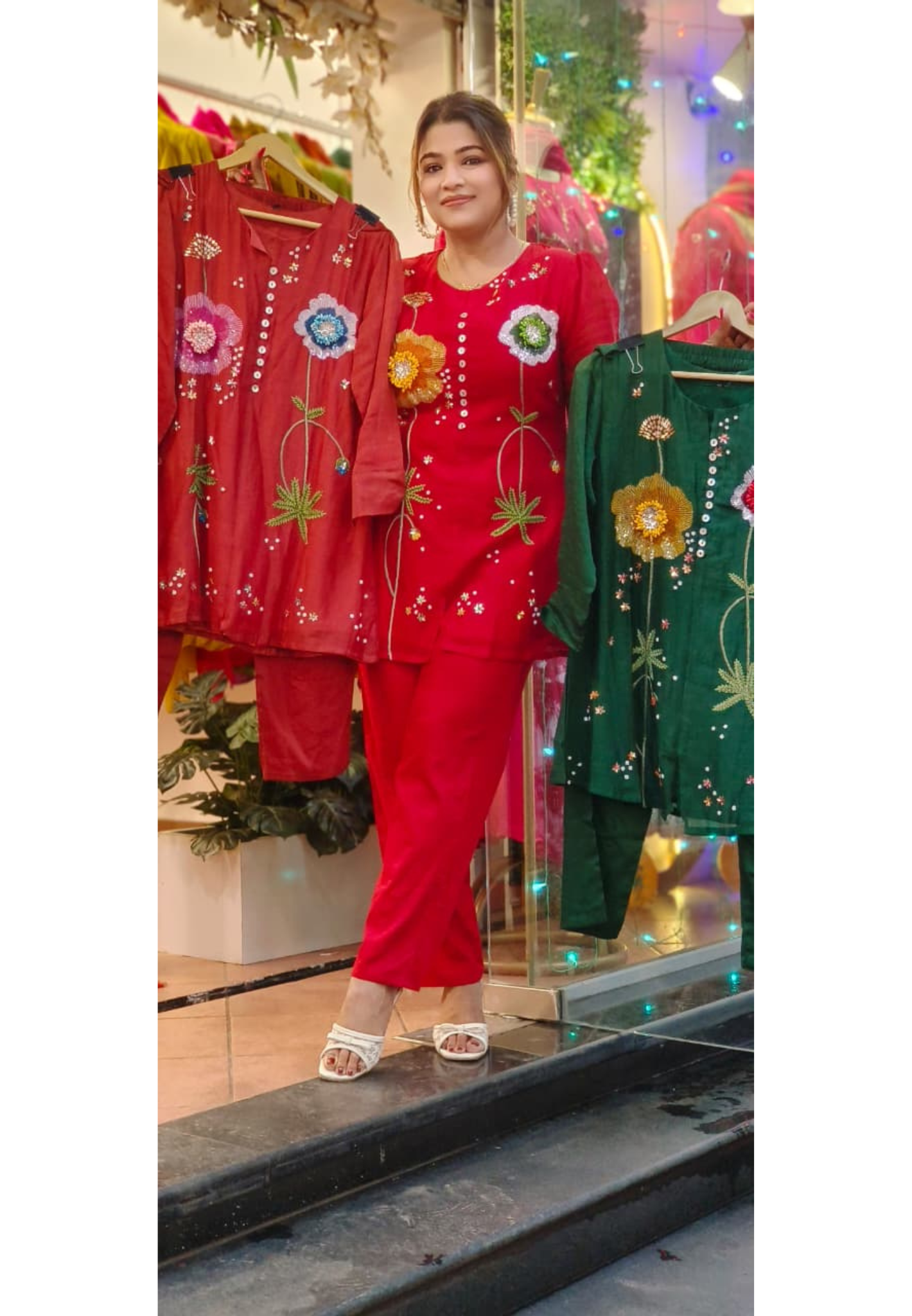 Beautiful Flower Sequenced Detailing Co-Ord Set In Mul Chanderi Fabric- 10815, 10816, 10817