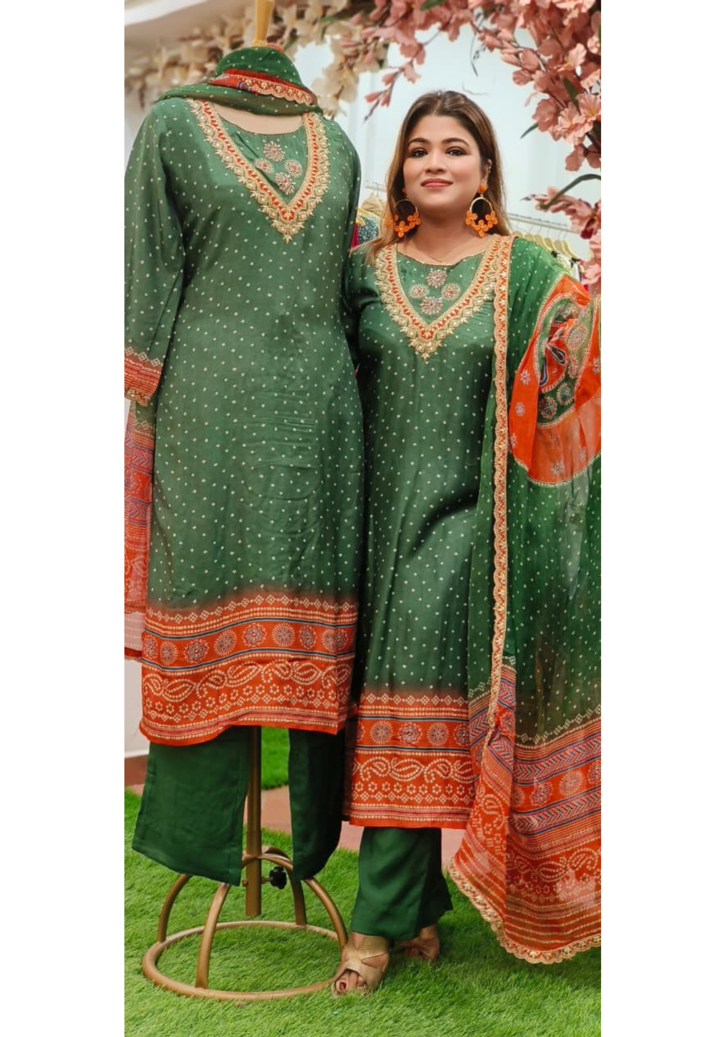 Evergreen Traditional Festive Printed Full Suit Set With Dupatta In Dola Silk Fabric-10837