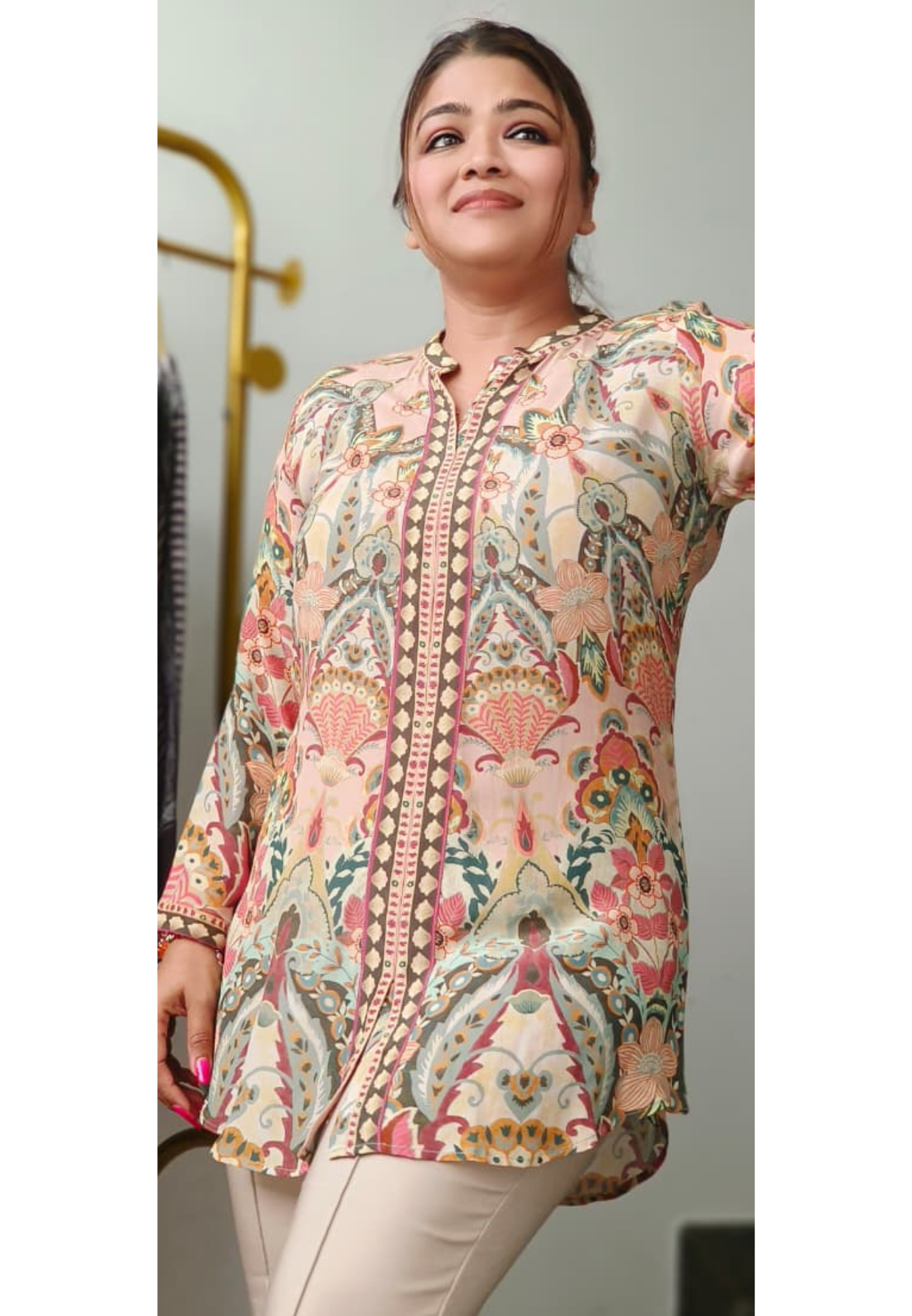 Vintage Paisley Printed Short Kurti Only In Crepe Fabric- 10866, 10867