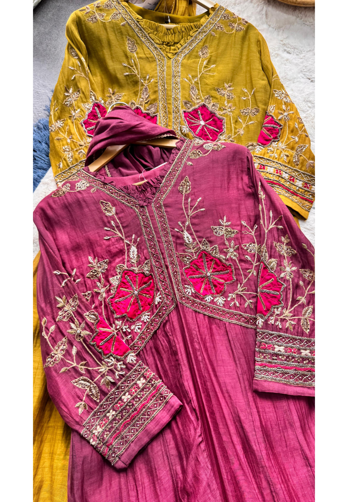 Beautiful Zardosi Fornt Work Mul Chanderi Full Suit Set With Dupatta