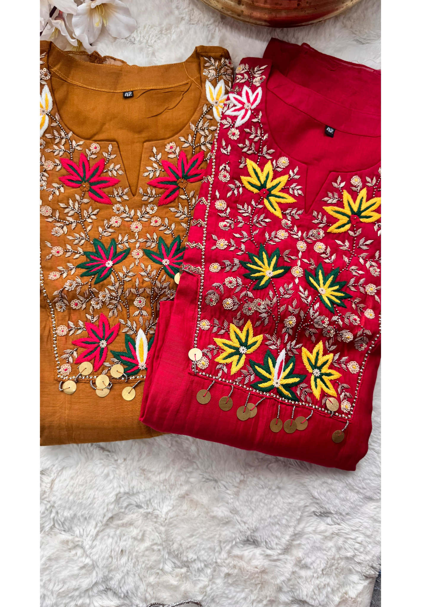 Zardosi Heavy Front Embroidery Work A-Line Suit Set With Dupatta 10477 10478