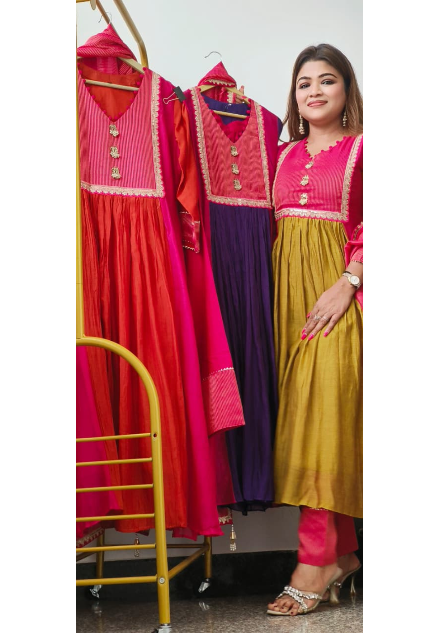 Luxe Elegance A-Line Tissue With Mul Chanderi Full Suit Set  09283, 090284,09285,