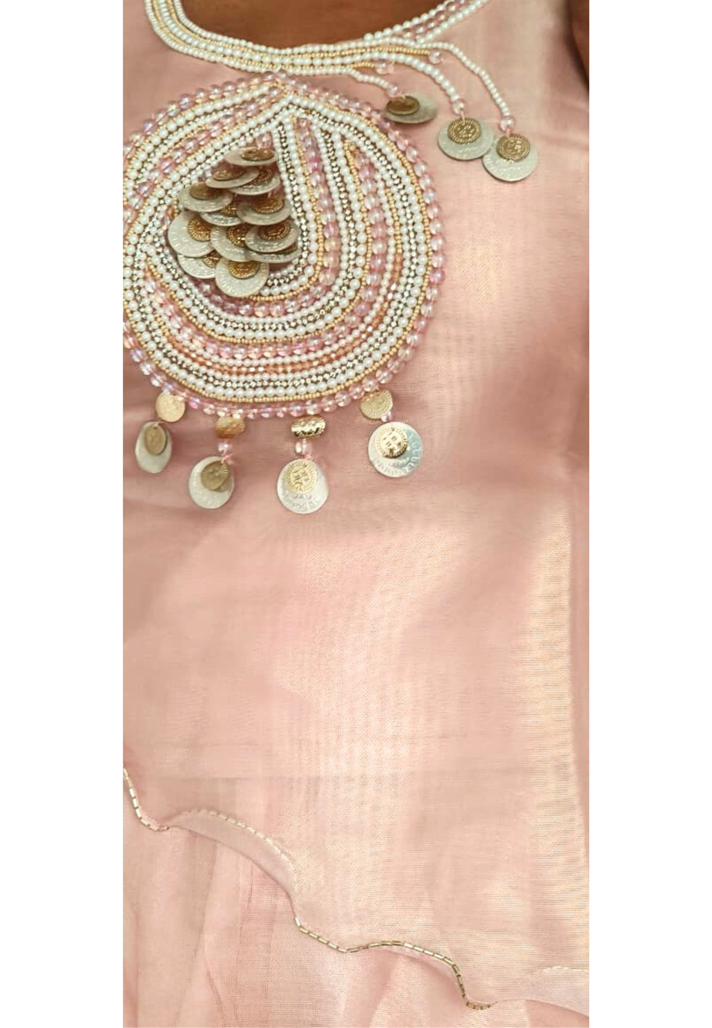 Opal Shine Indo-Western Layered High Low Kurta With Loose Bottom In Pure Tissue Fabric- 11110