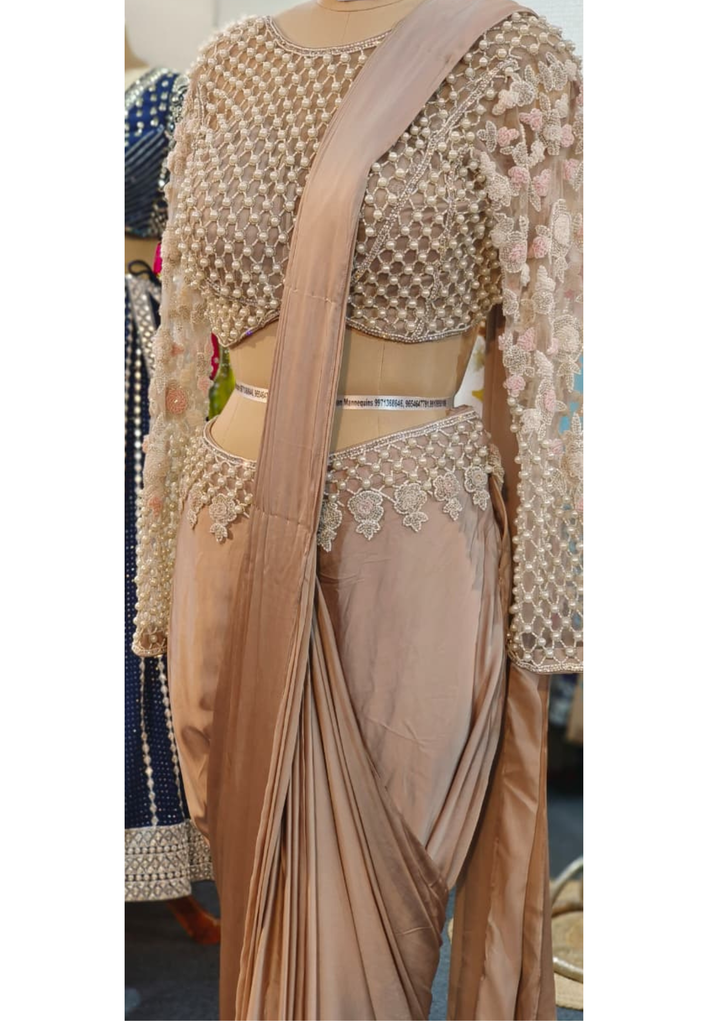 Ethereal Glow Pearl Luxe Embroidered Drape Saree- 11151