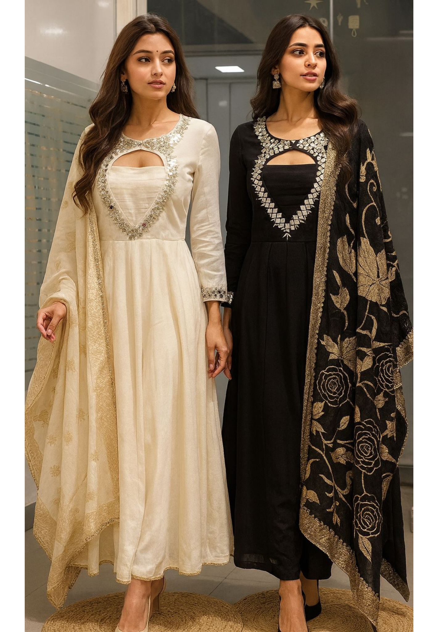 Real Mirror Elegance Twilight Glow Solid Anarkali Full Suit Set With Dupatta In Georgette Fabric- 11179, 11180