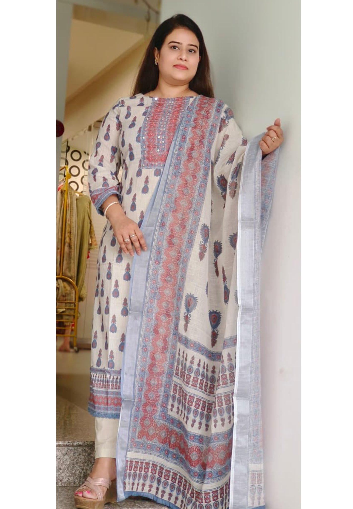 Premium Linen Cotton Beautiful Floral Printed  Full Suit
