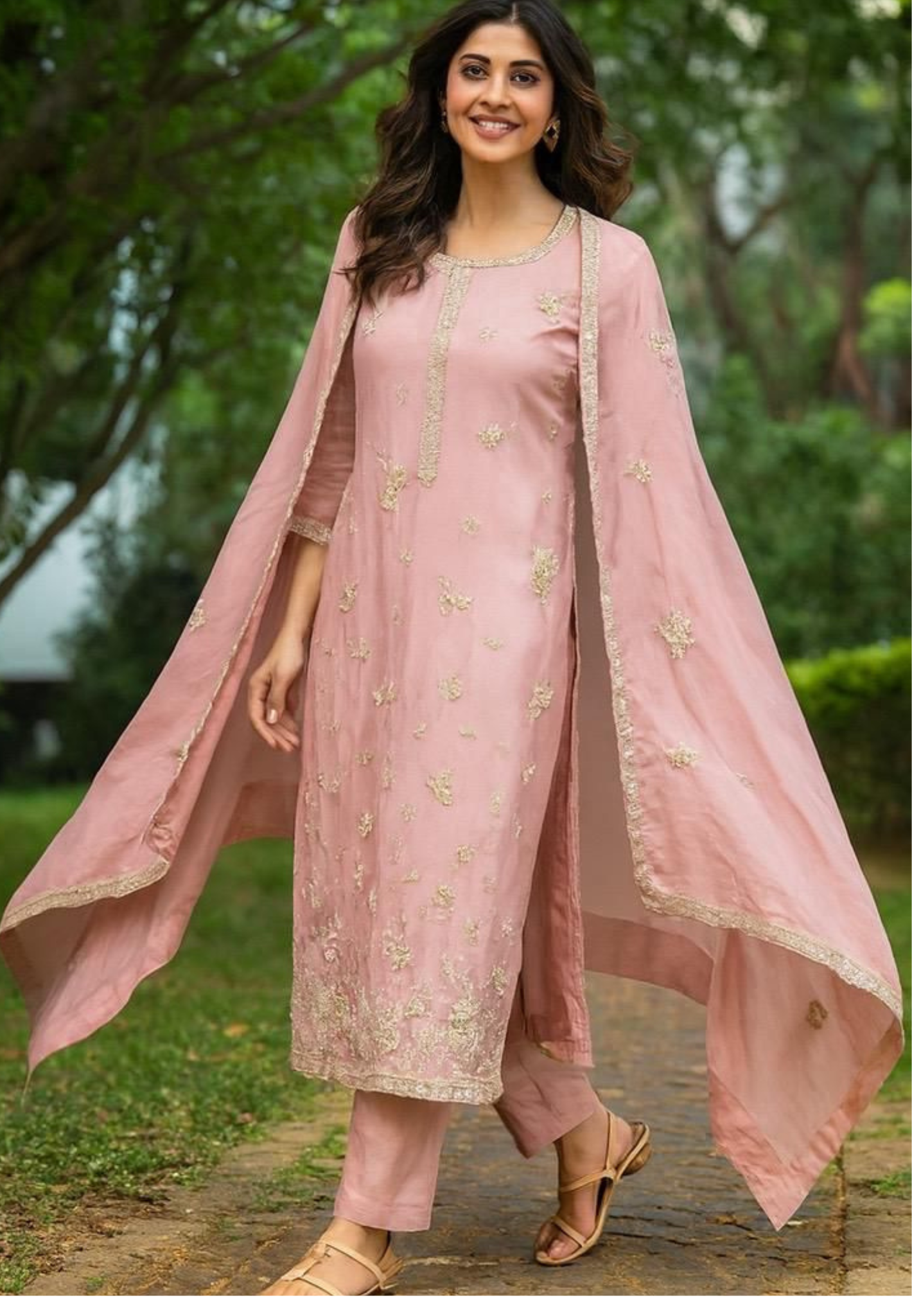 Very Elegant Beautiful Handwork Pearl Elegance Full Suit Set With Dupatta- 11234