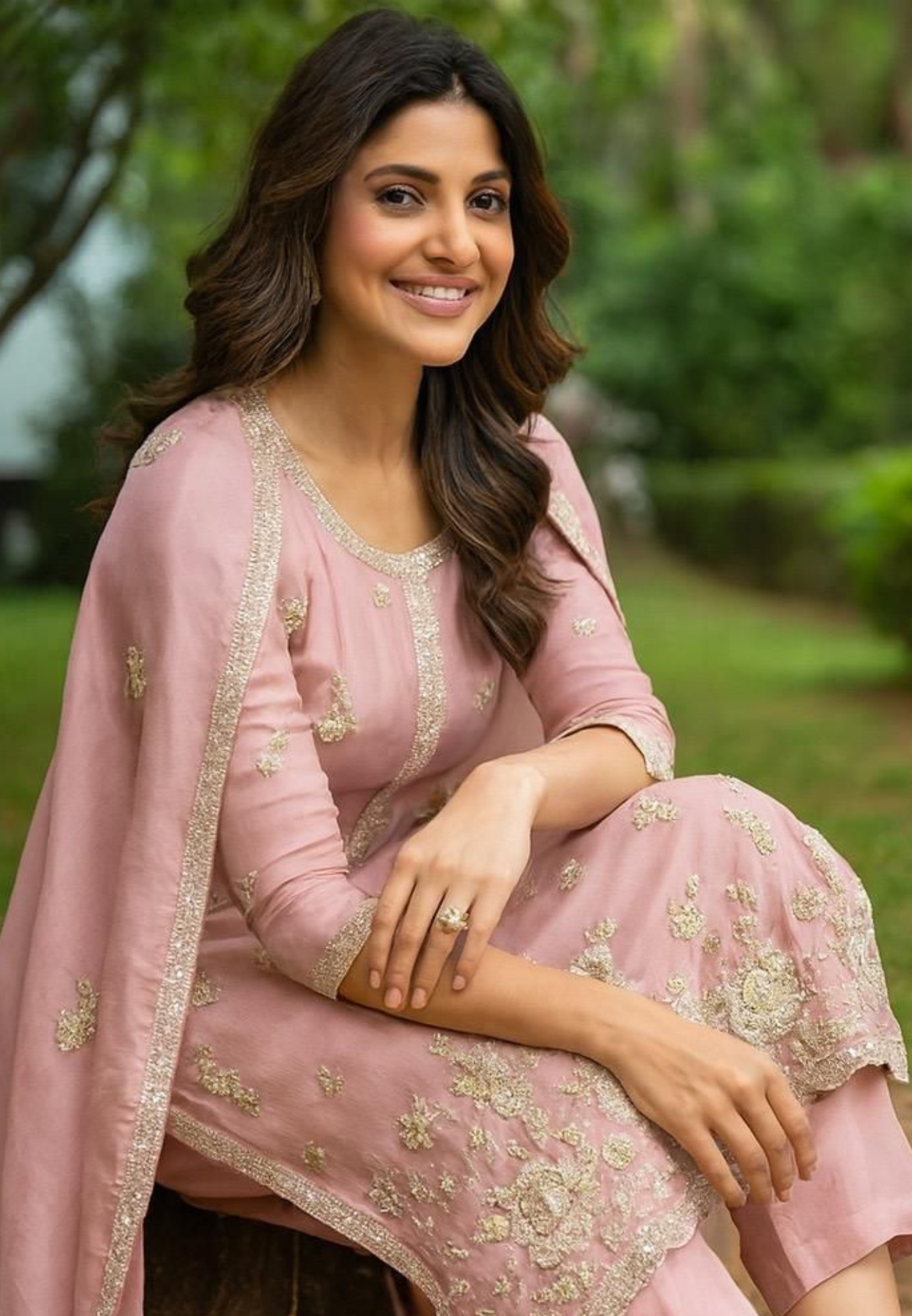Very Elegant Beautiful Handwork Pearl Elegance Full Suit Set With Dupatta- 11234