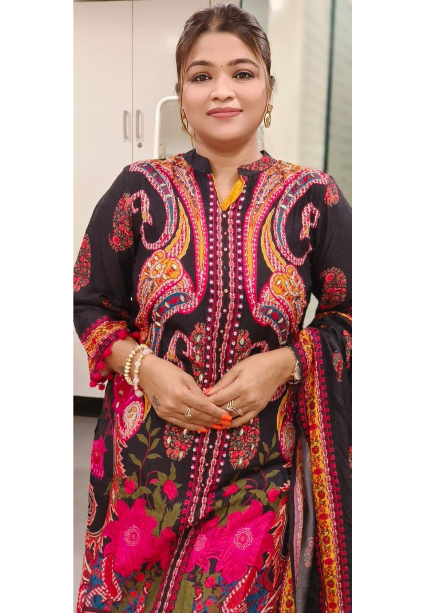 Vibrant Multicolor Printed Russian Silk Full Suit Set With Dupatta- 11194