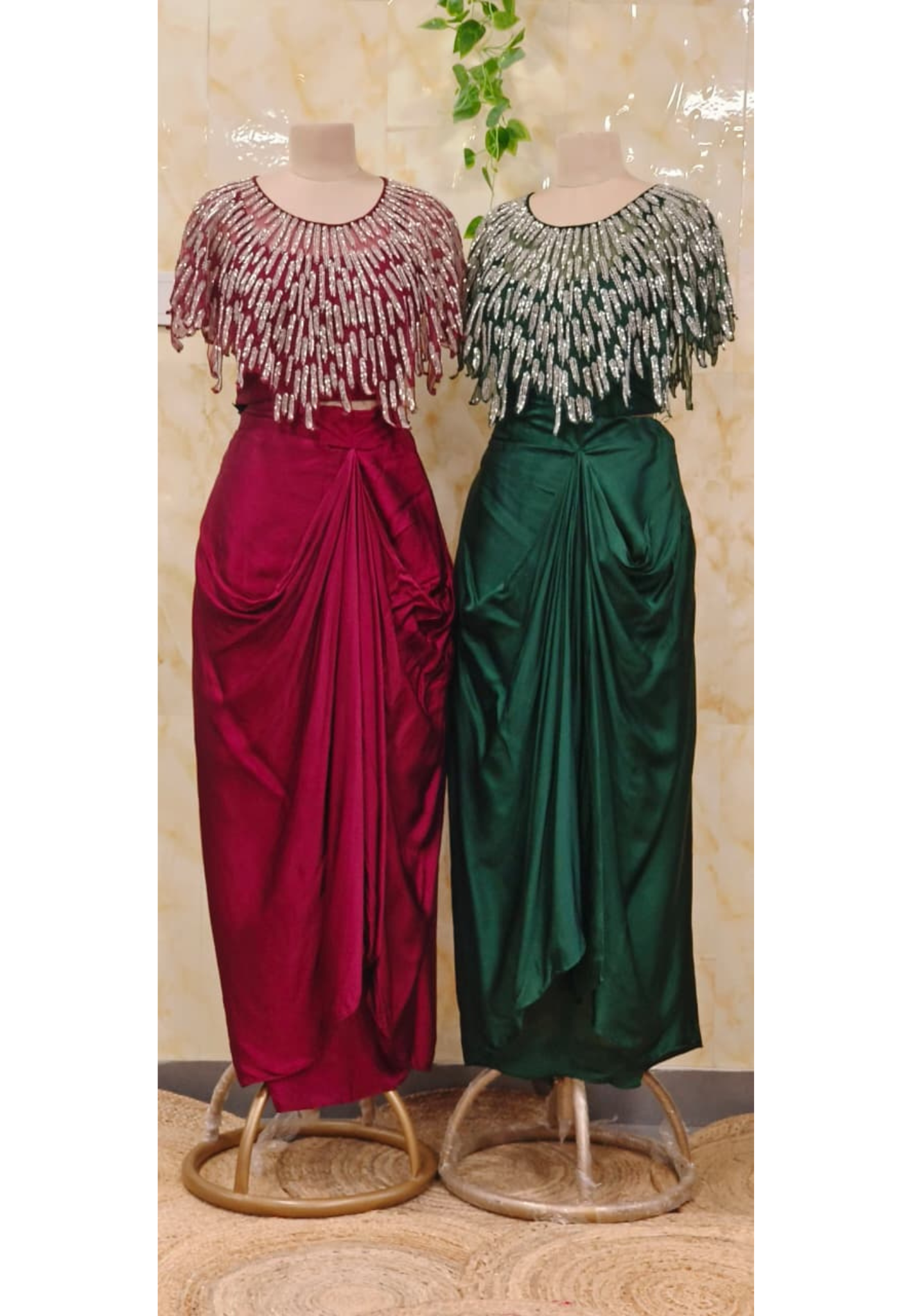 Sequence Placement Heavy Handwork Cape With Buster & Drape Skirt- 11289
