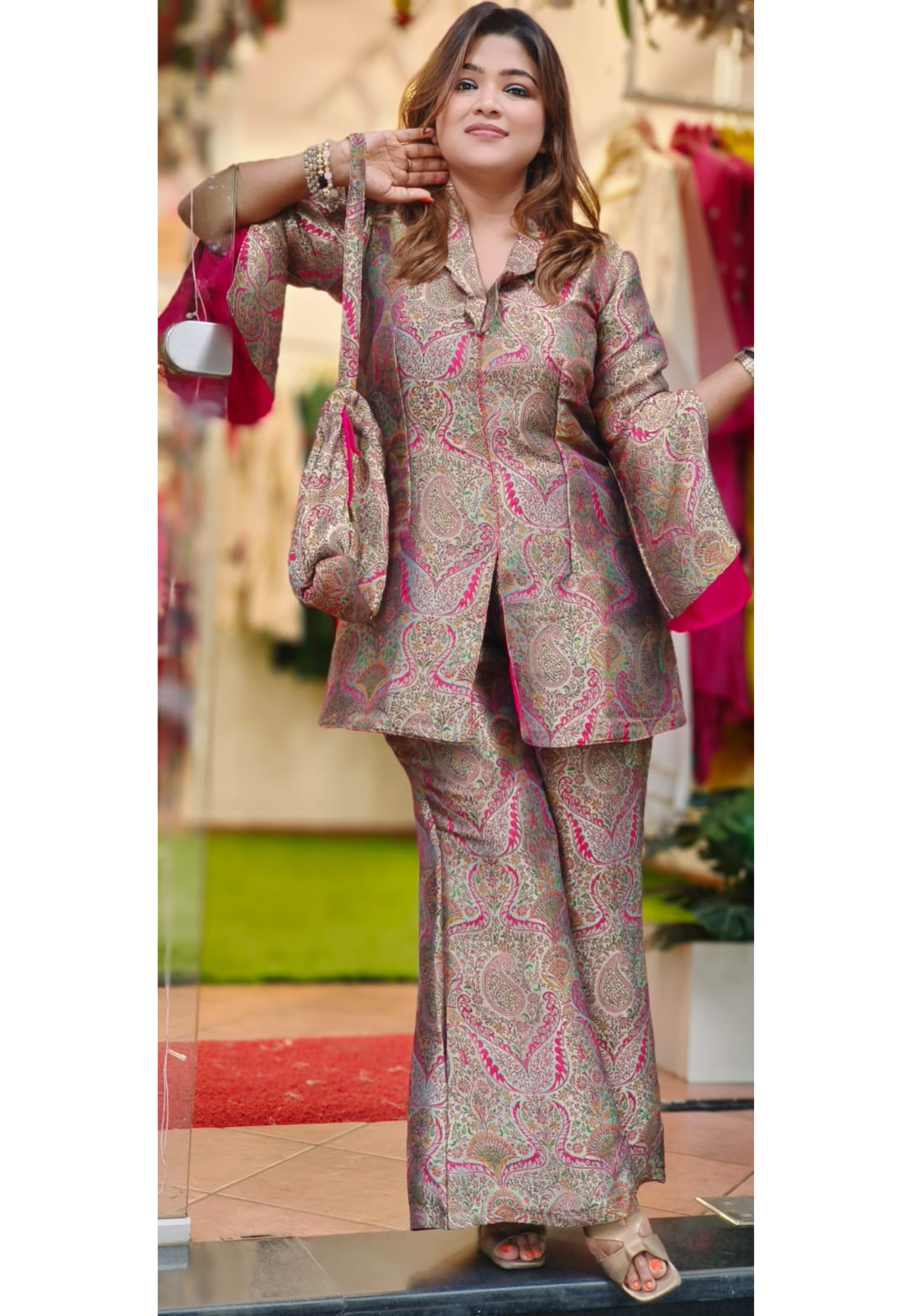 Brocade Royal Look Collared Indo-Western Kurta Pant With Potli- 11253,11252