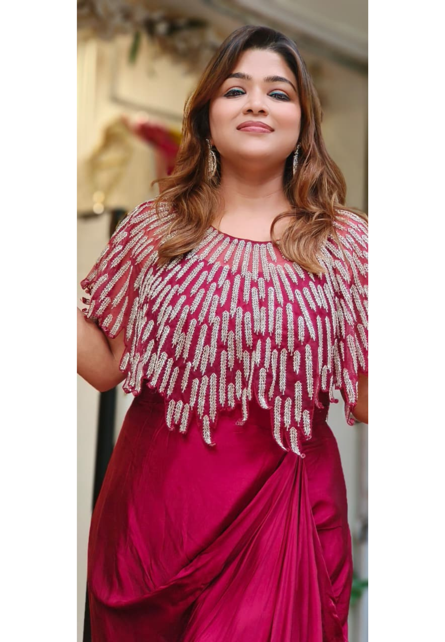 Sequence Placement Heavy Handwork Cape With Buster & Drape Skirt- 11289