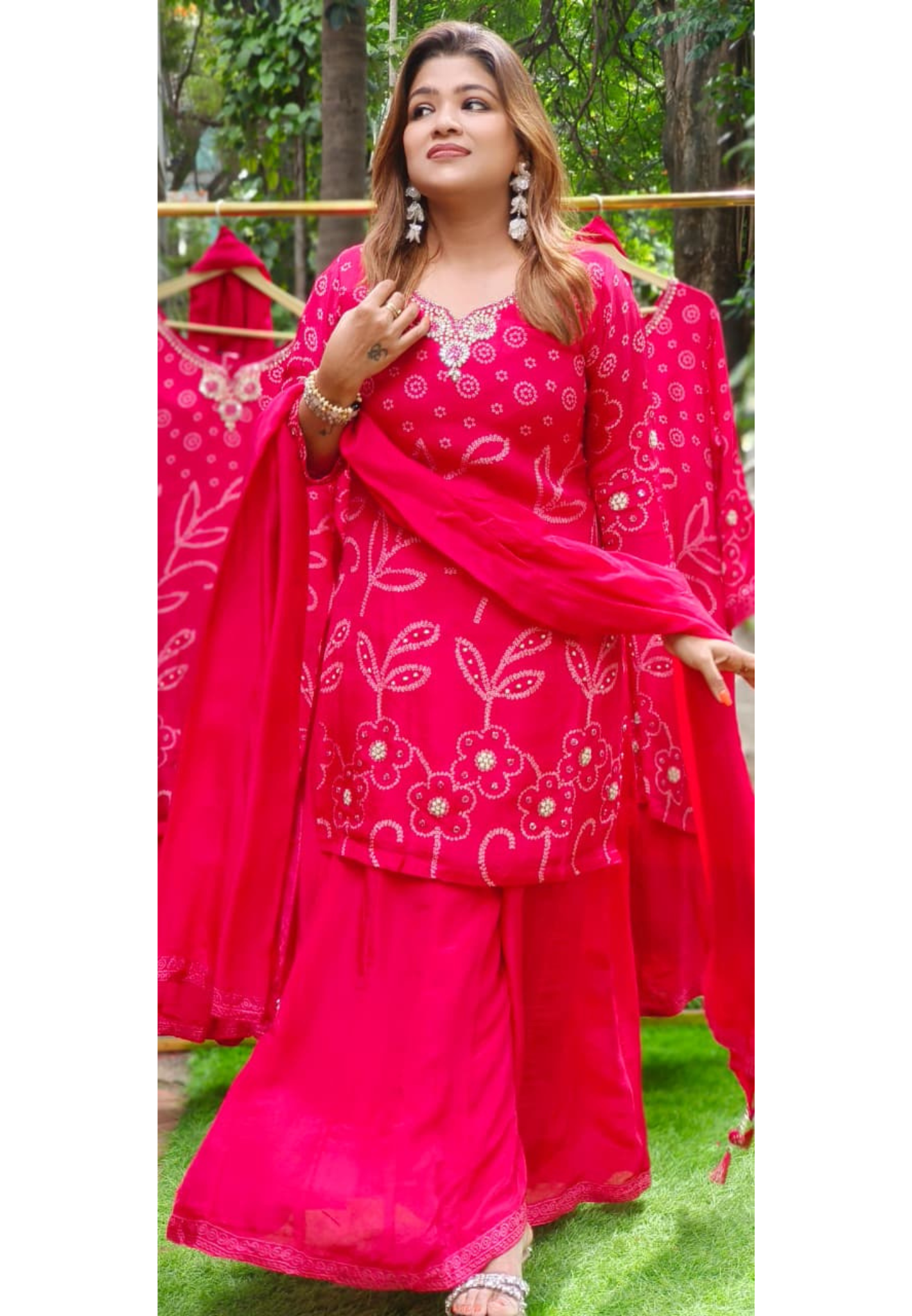 Bandhej Prints Full Suit Set With Dupatta In Crepe Fabric - 11222