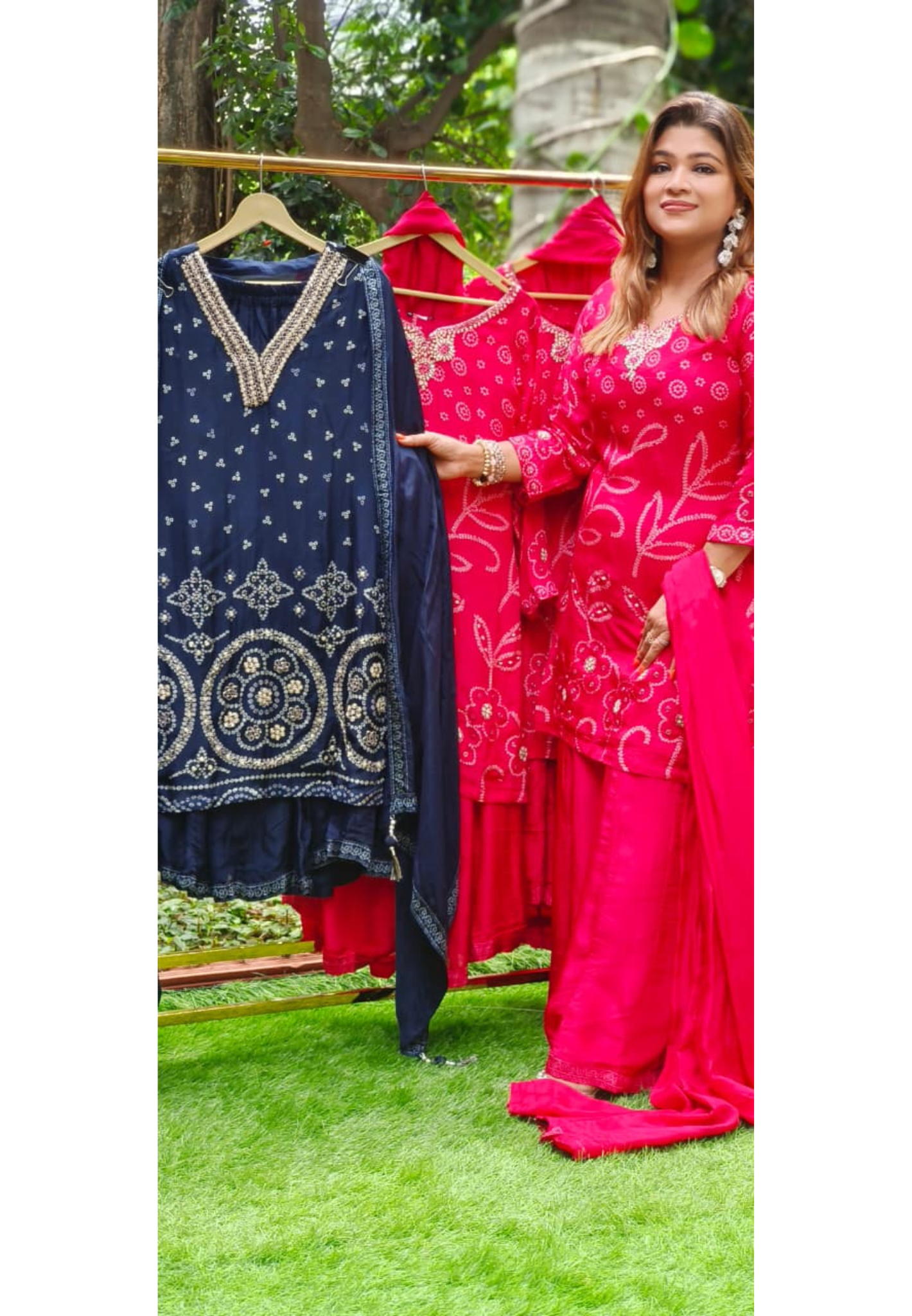 Bandhej Prints Full Suit Set With Dupatta In Crepe Fabric - 11222