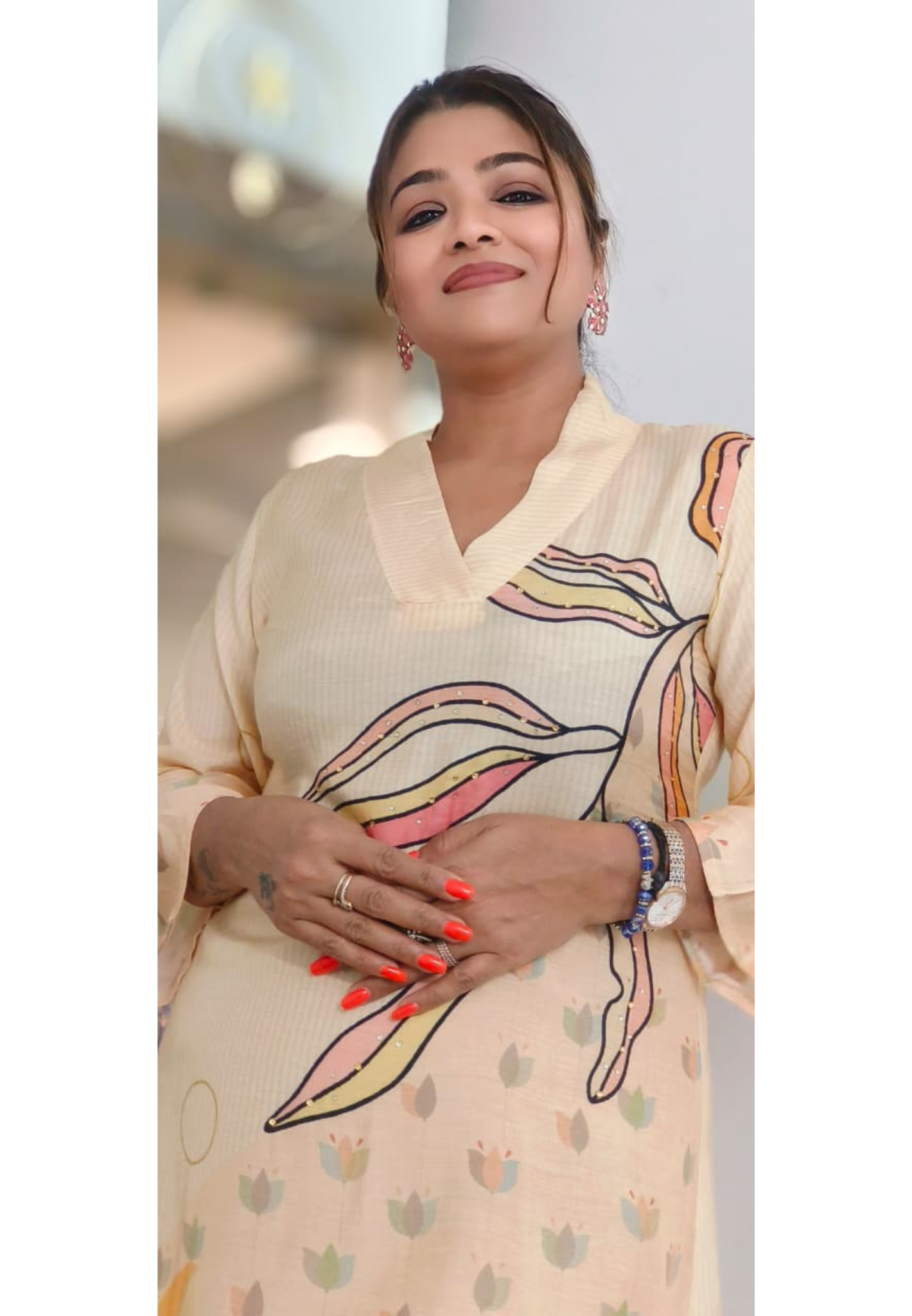 Soft Tone Decent Look Minimal Print Kurta Pant Set In Muslin Fabric -11414