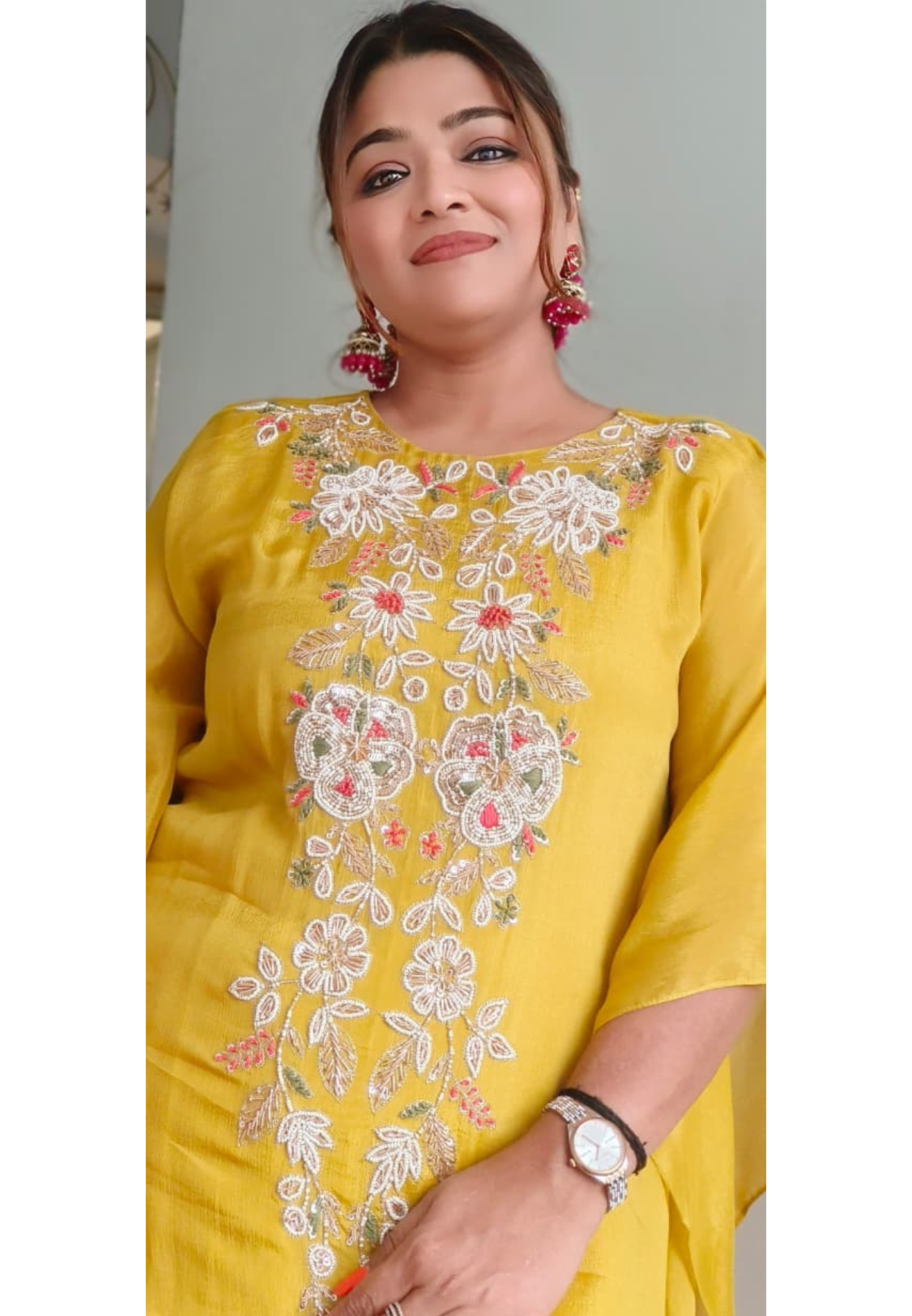 Designer Chinon Fabric Kaftan Set with Intricate Tiny Pearl Embroidery & Palazzo Pant- 11441, 11442