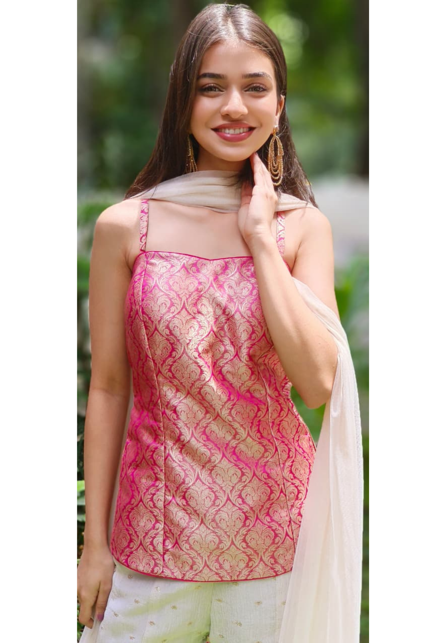 Indo-Western Wear Banarasi Touch Brocade Kurta With Flarred Palazzo In Crush Tissue 11143 (DISPATCHING AFTER 25 DAYS ON ORDERS EXCEPT FOR 38 SIZE)