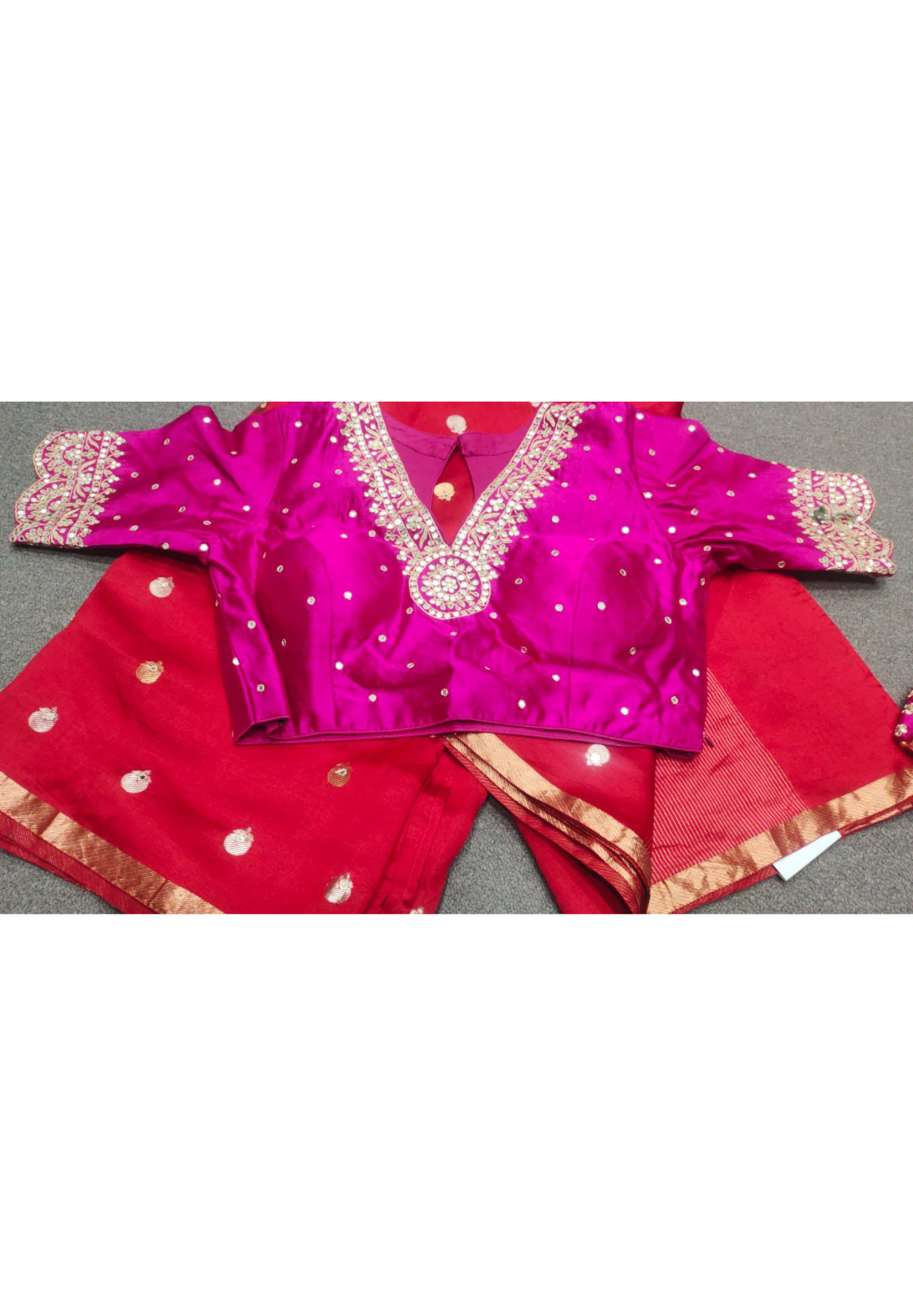 V-Neck Bright Shade Banarasi Touch Designer Saree In Pure Silk Fabric