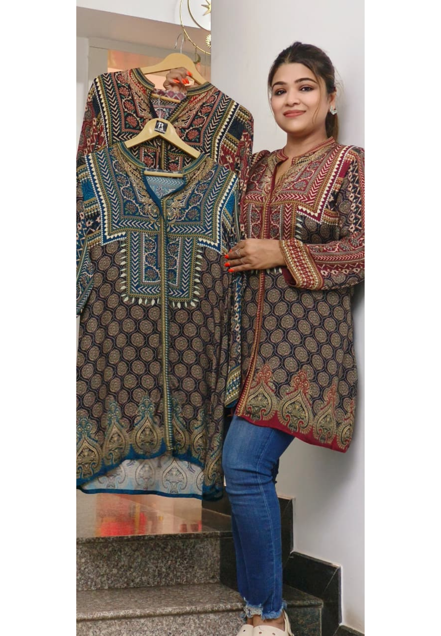 Royal Indigo Block Printed Short Kurti Only